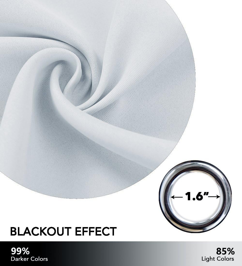 image:imageNICETOWN Blue Hollow Star Blackout Kids Curtain 1 Panel W52 x L63Greyish White