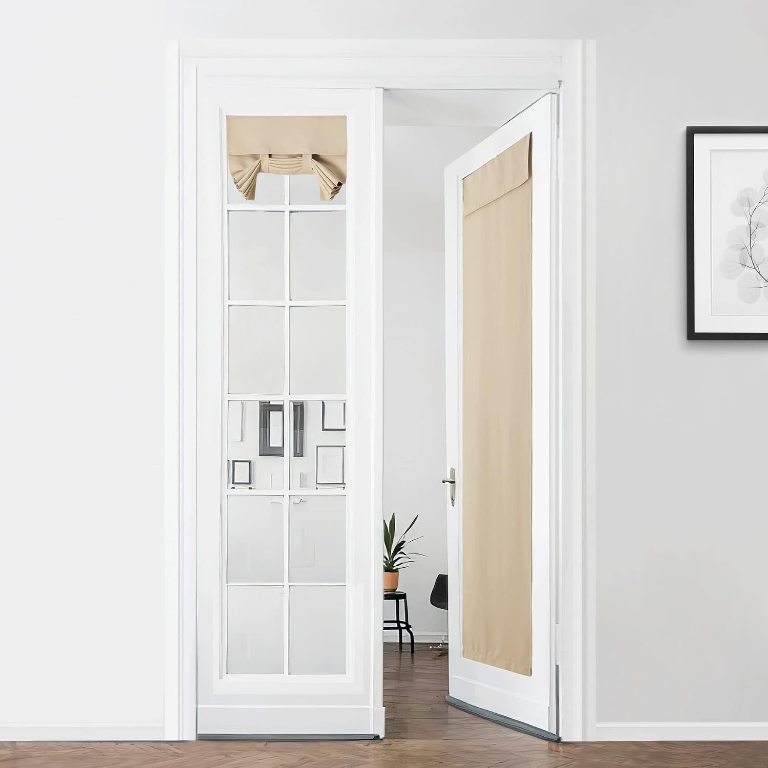 image:imageNICETOWN Grey Blackout French Door Curtain Thermal Insulated Window CoverBiscotti Beige