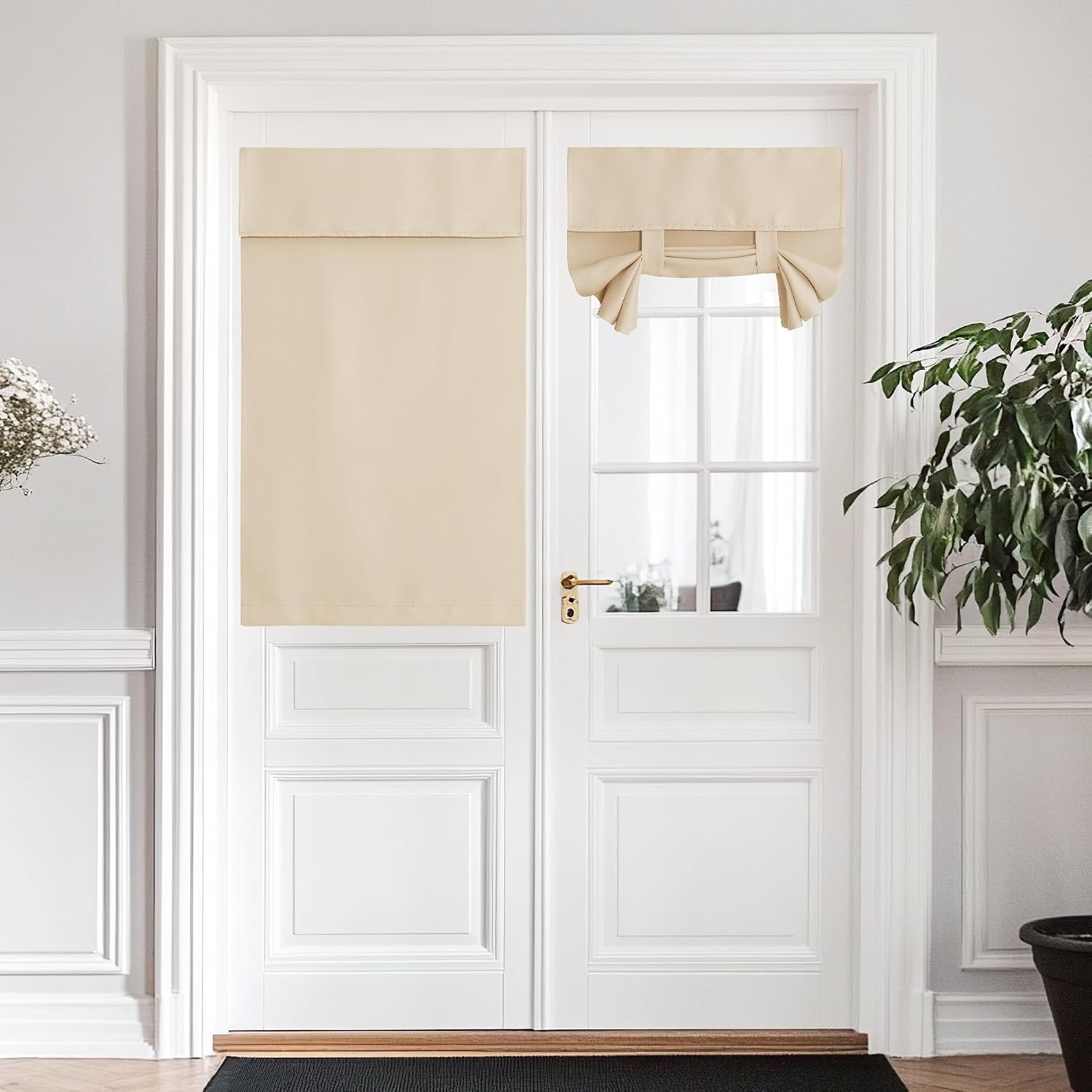 image:imageNICETOWN Grey Blackout French Door Curtain Thermal Insulated Window CoverBiscotti Beige
