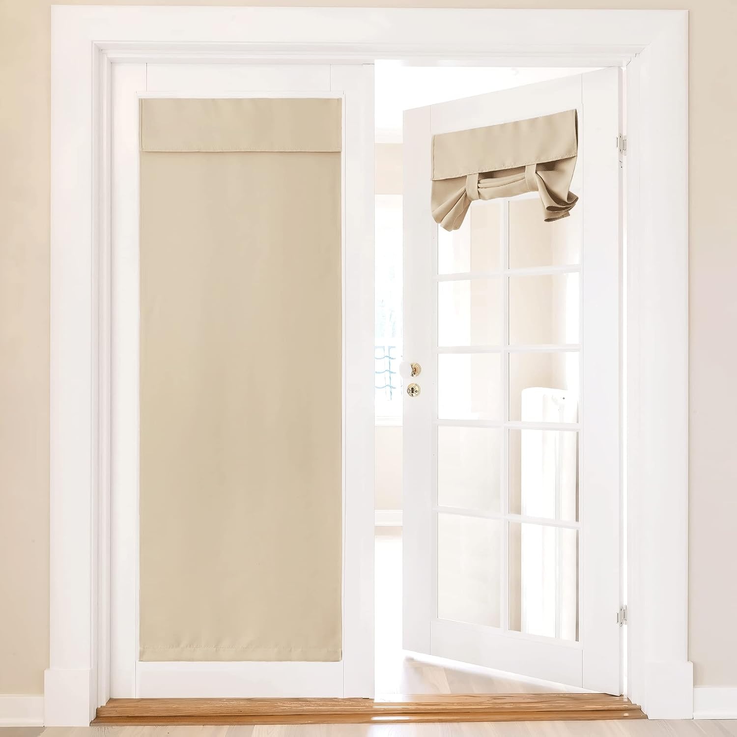 image:imageNICETOWN Grey Blackout French Door Curtain Thermal Insulated Window CoverBiscotti Beige