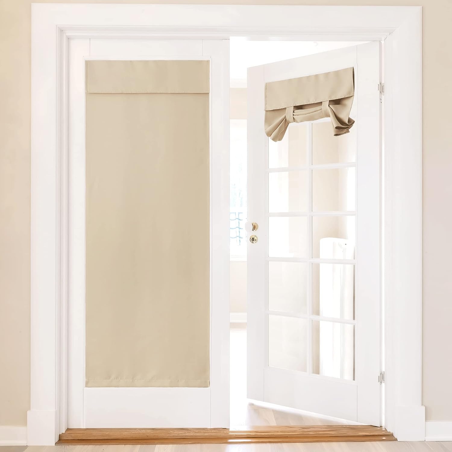image:imageNICETOWN Grey Blackout French Door Curtain Thermal Insulated Window CoverBiscotti Beige
