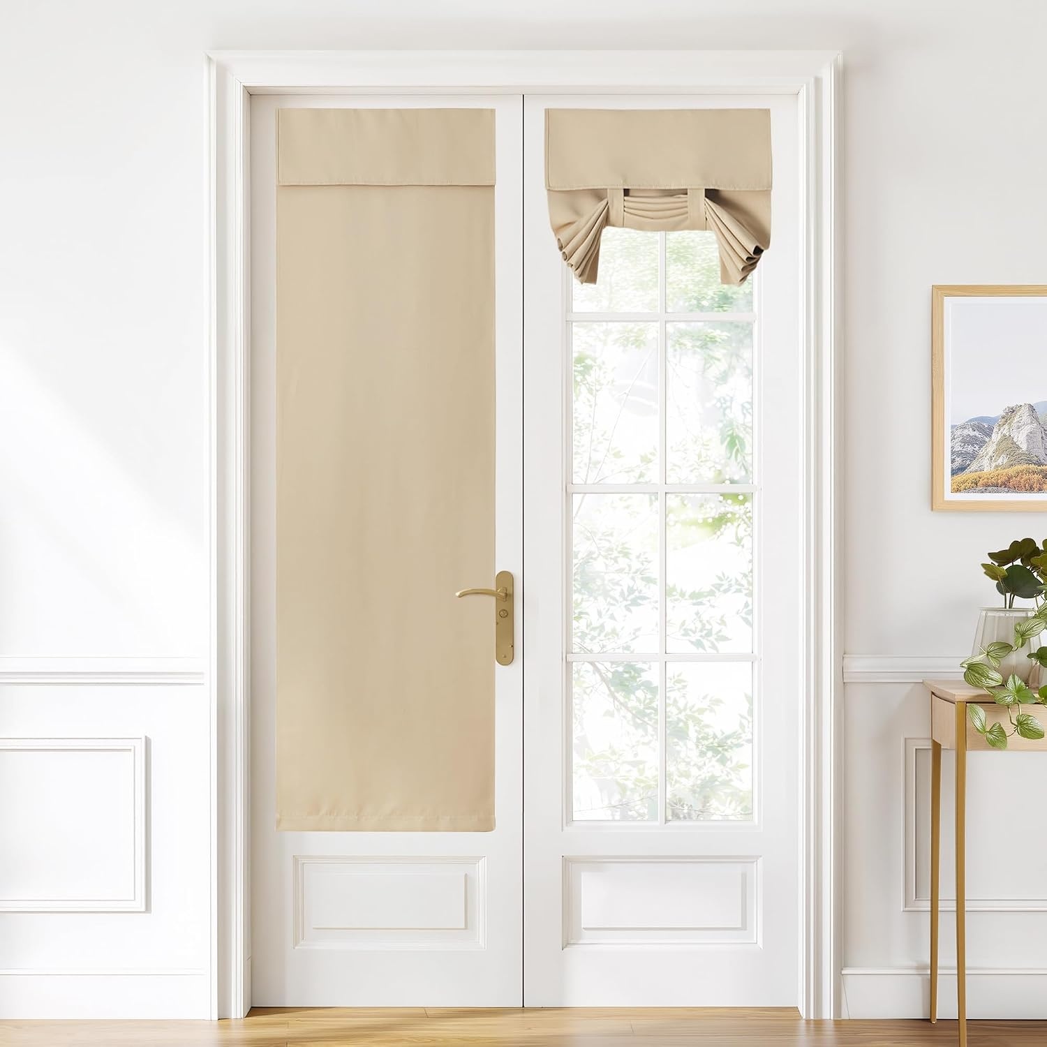 image:imageNICETOWN Grey Blackout French Door Curtain Thermal Insulated Window CoverBiscotti Beige