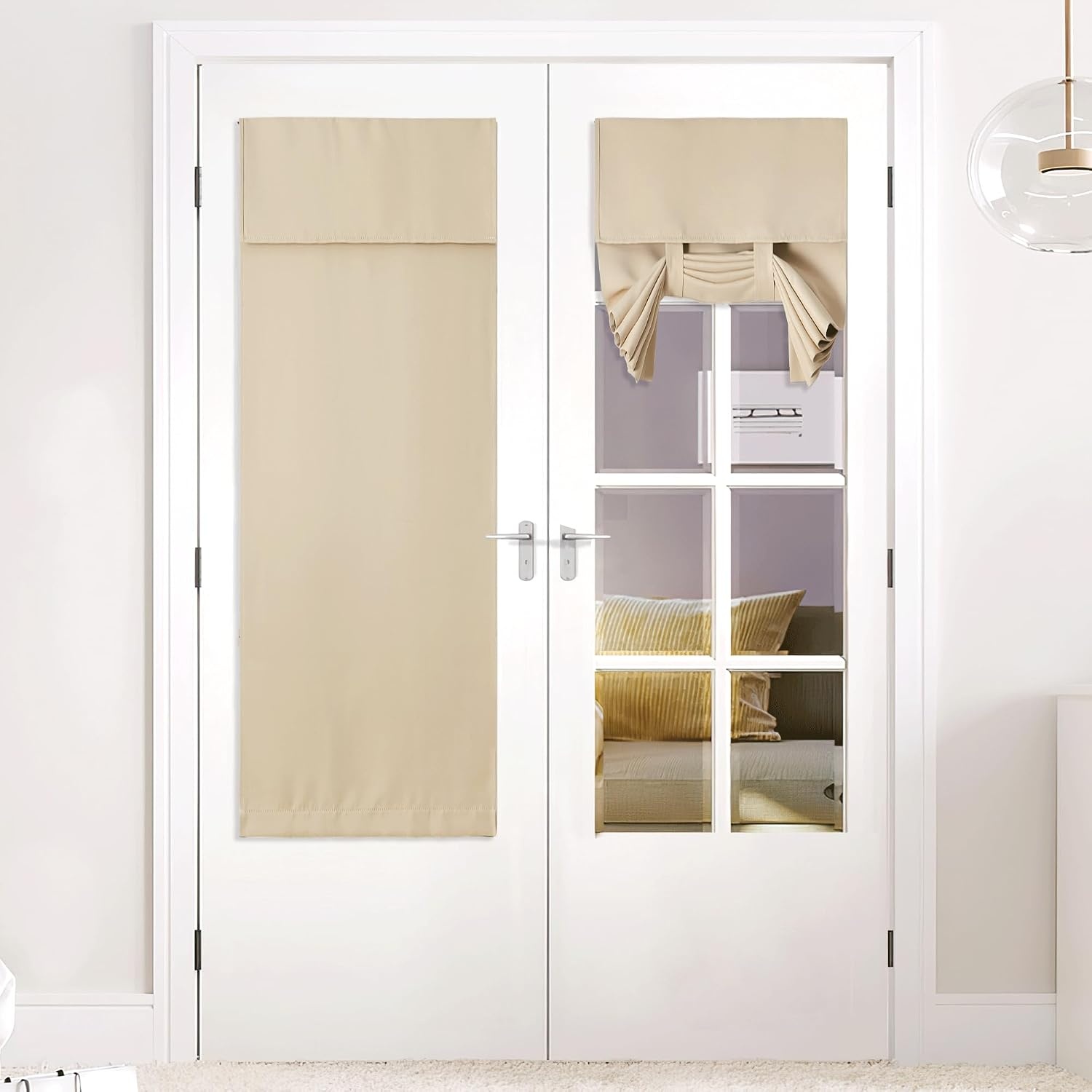 image:imageNICETOWN Grey Blackout French Door Curtain Thermal Insulated Window CoverBiscotti Beige
