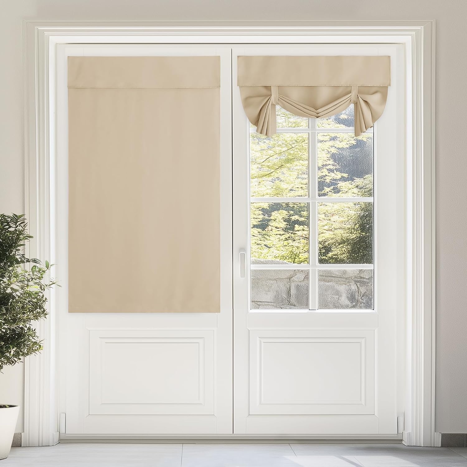 image:imageNICETOWN Grey Blackout French Door Curtain Thermal Insulated Window CoverBiscotti Beige