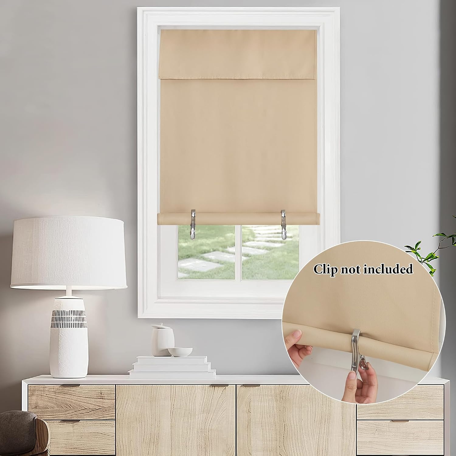 image:imageNICETOWN Grey Blackout French Door Curtain Thermal Insulated Window CoverBiscotti Beige