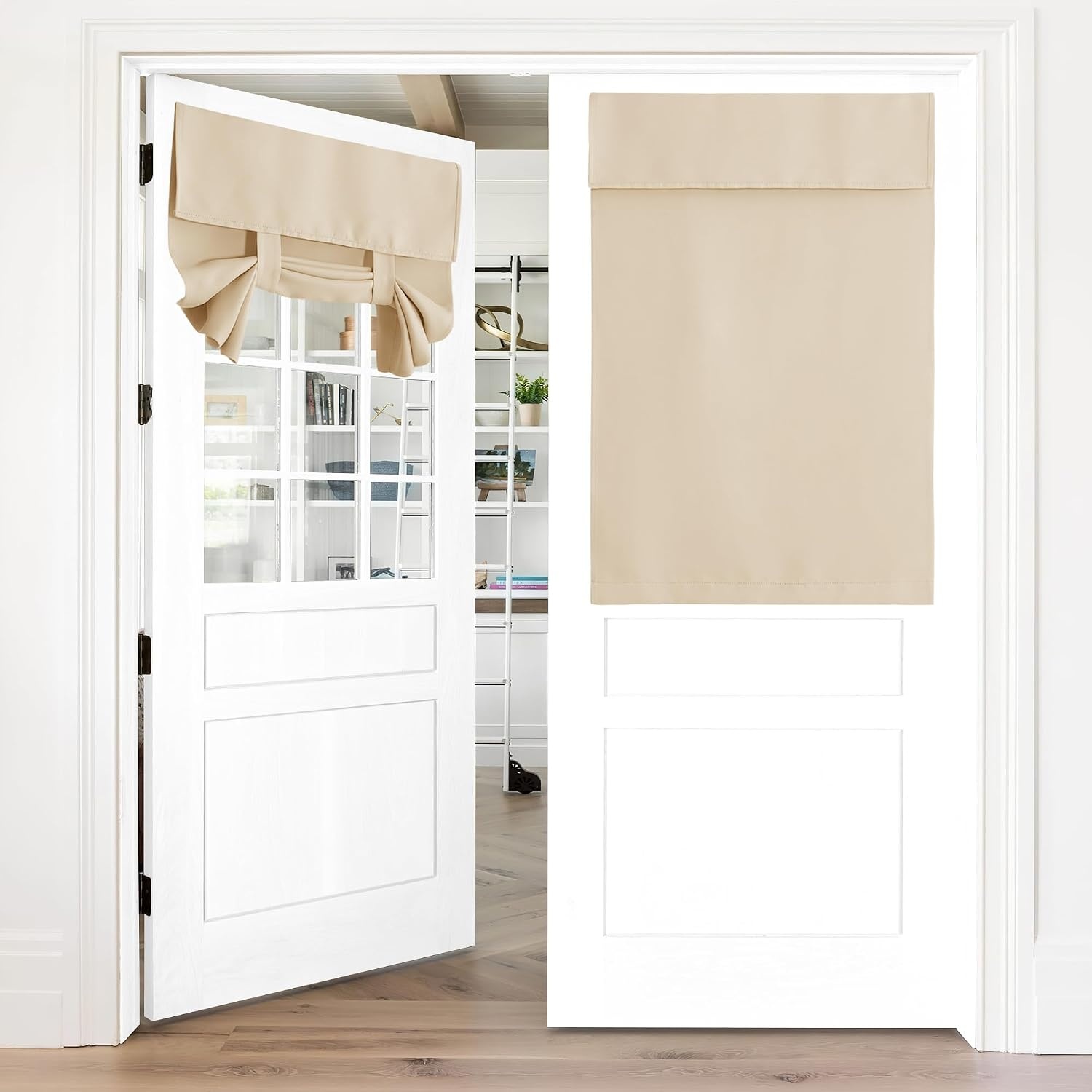 image:imageNICETOWN Grey Blackout French Door Curtain Thermal Insulated Window CoverBiscotti Beige