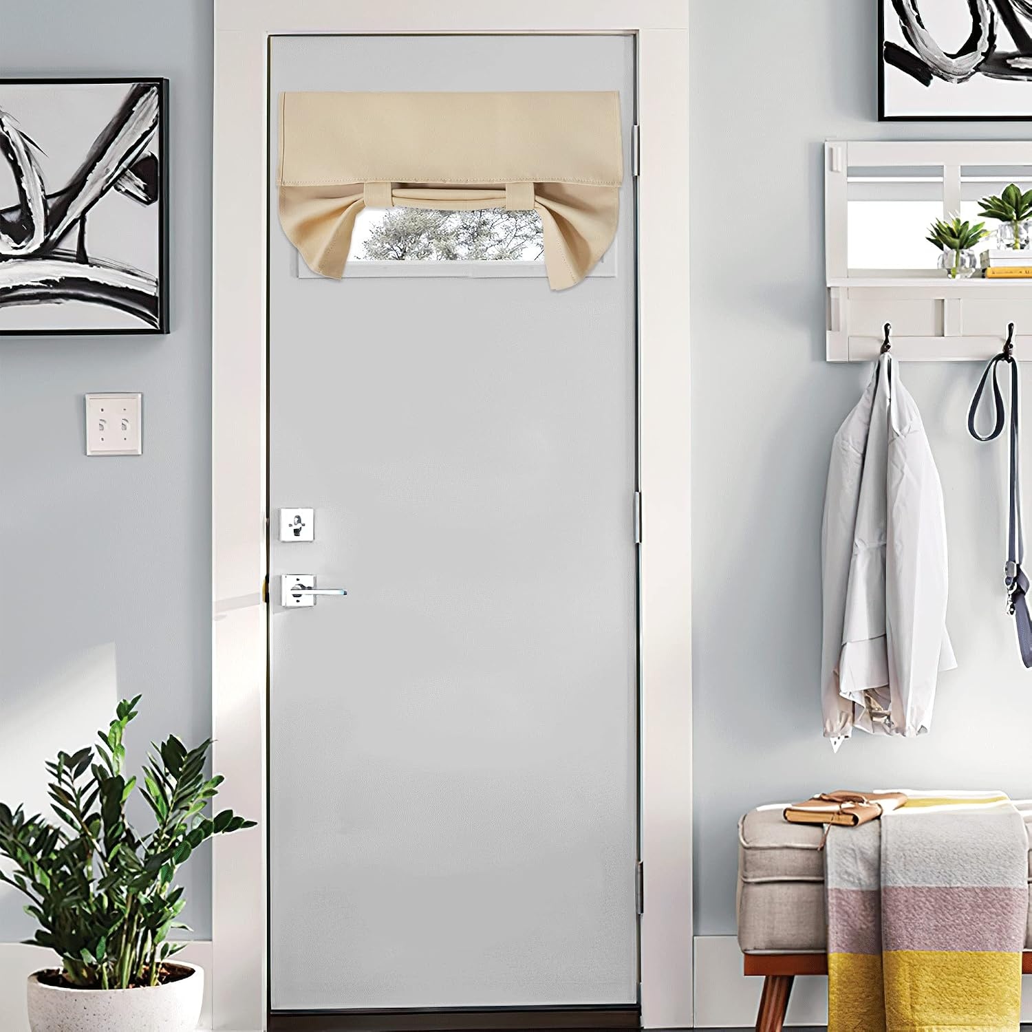 image:imageNICETOWN Grey Blackout French Door Curtain Thermal Insulated Window CoverBiscotti Beige