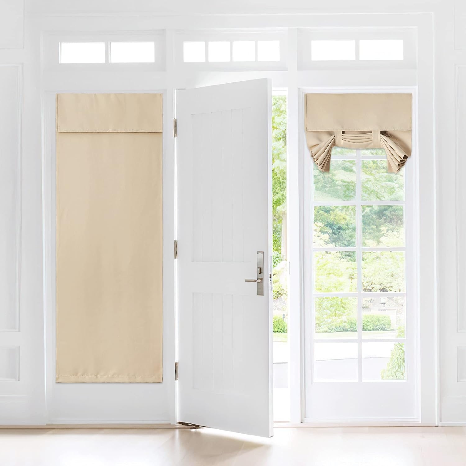 image:imageNICETOWN Grey Blackout French Door Curtain Thermal Insulated Window CoverBiscotti Beige