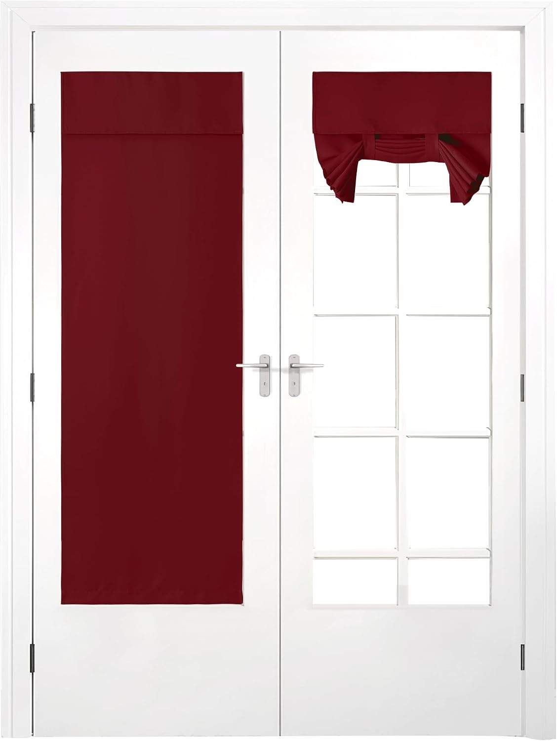 image:imageNICETOWN Grey Blackout French Door Curtain Thermal Insulated Window CoverBurgundy Red