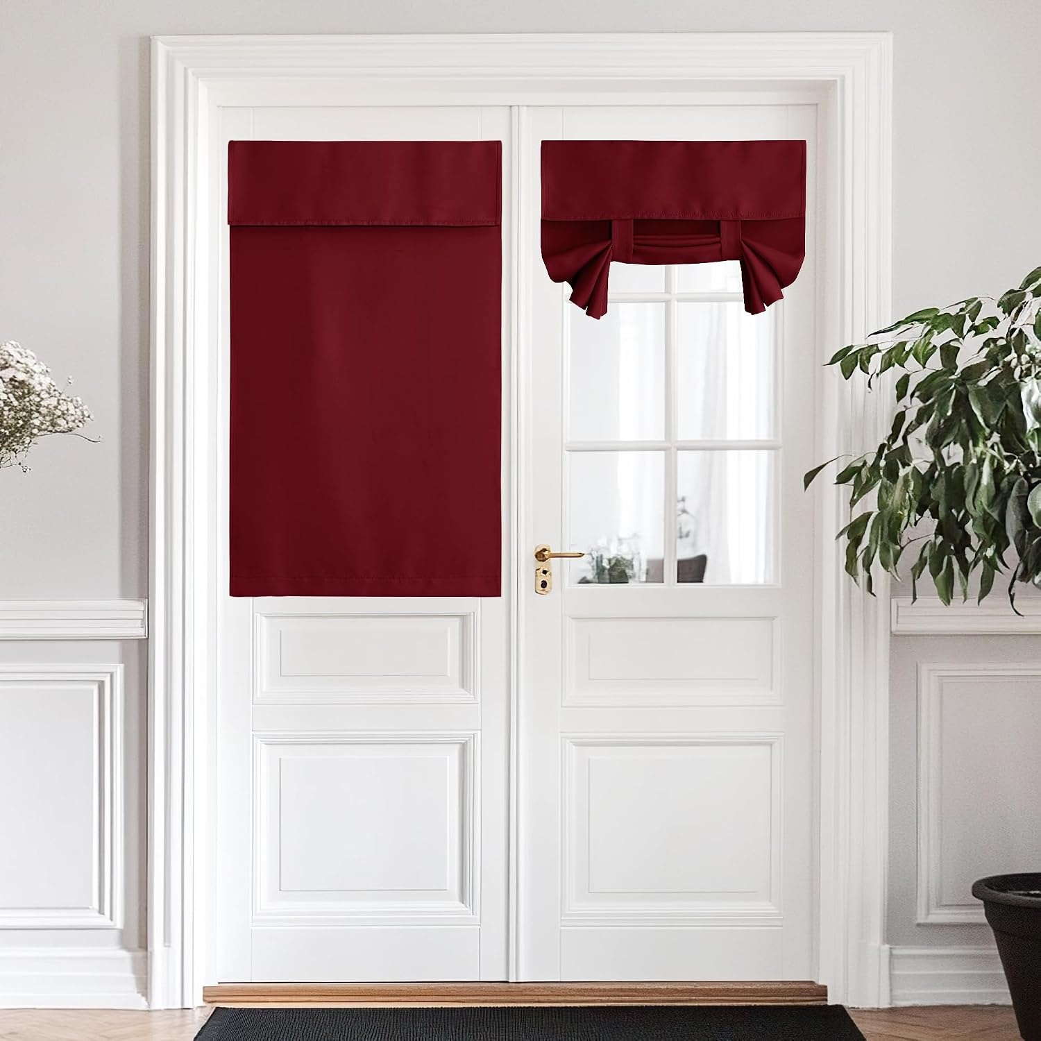 image:imageNICETOWN Grey Blackout French Door Curtain Thermal Insulated Window CoverBurgundy Red