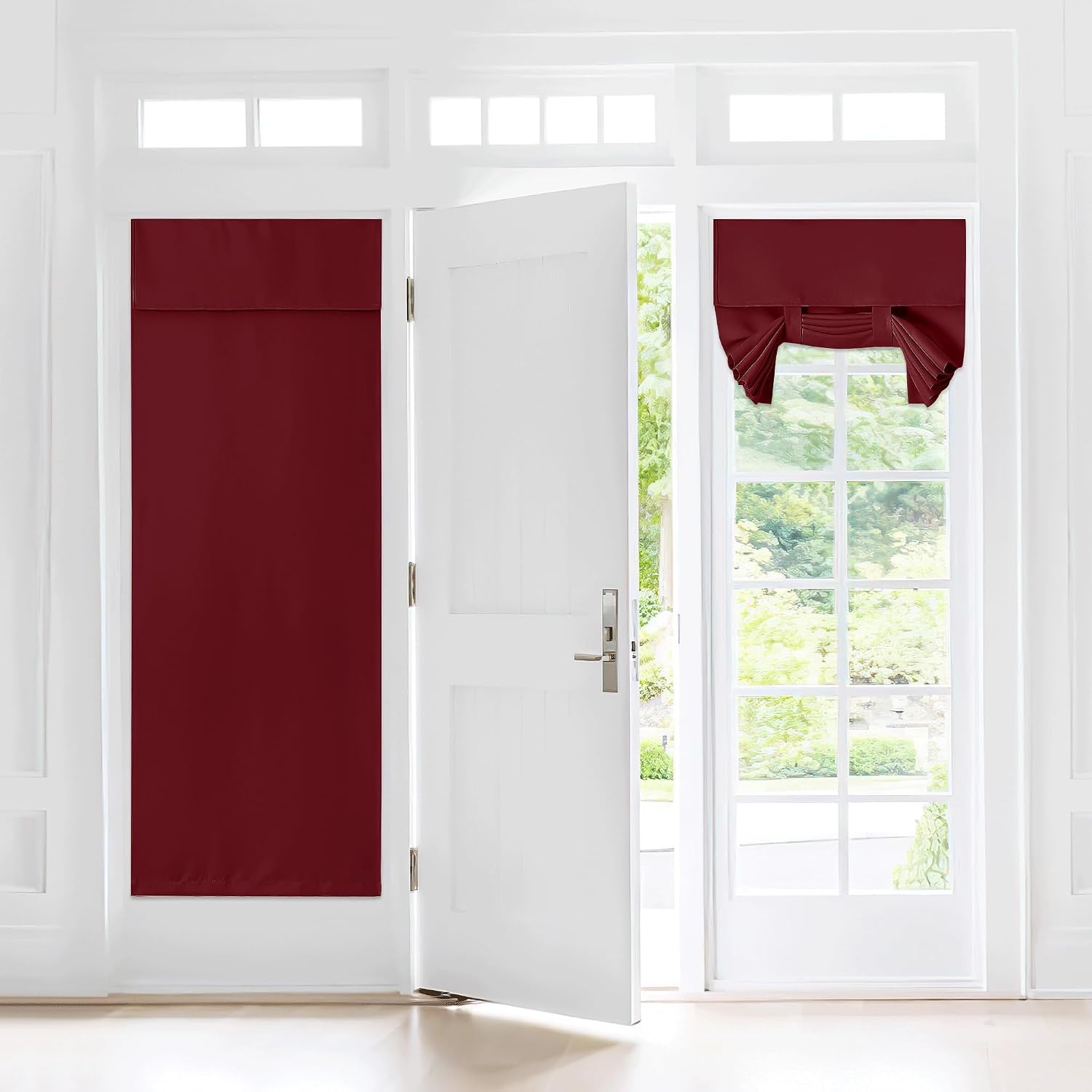 image:imageNICETOWN Grey Blackout French Door Curtain Thermal Insulated Window CoverBurgundy Red