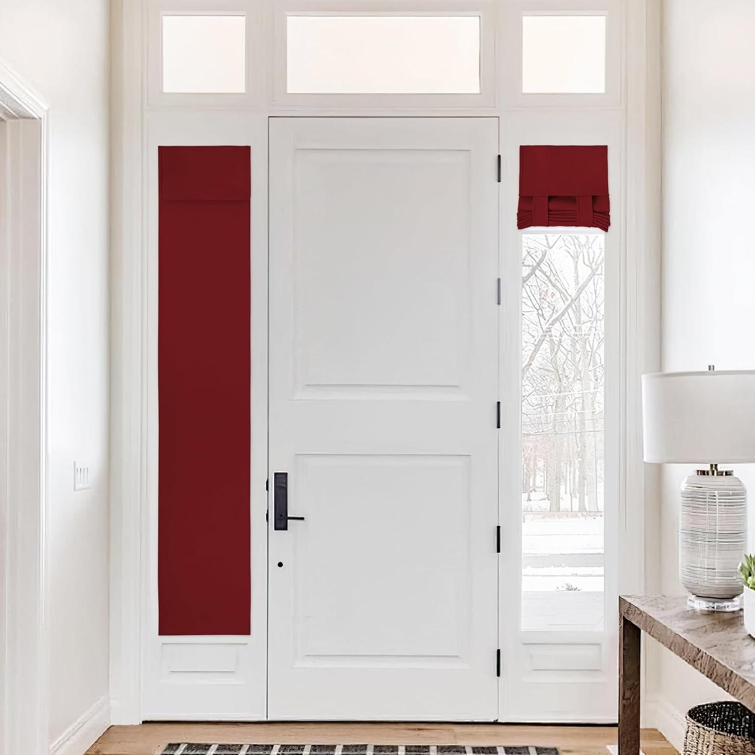 image:imageNICETOWN Grey Blackout French Door Curtain Thermal Insulated Window CoverBurgundy Red
