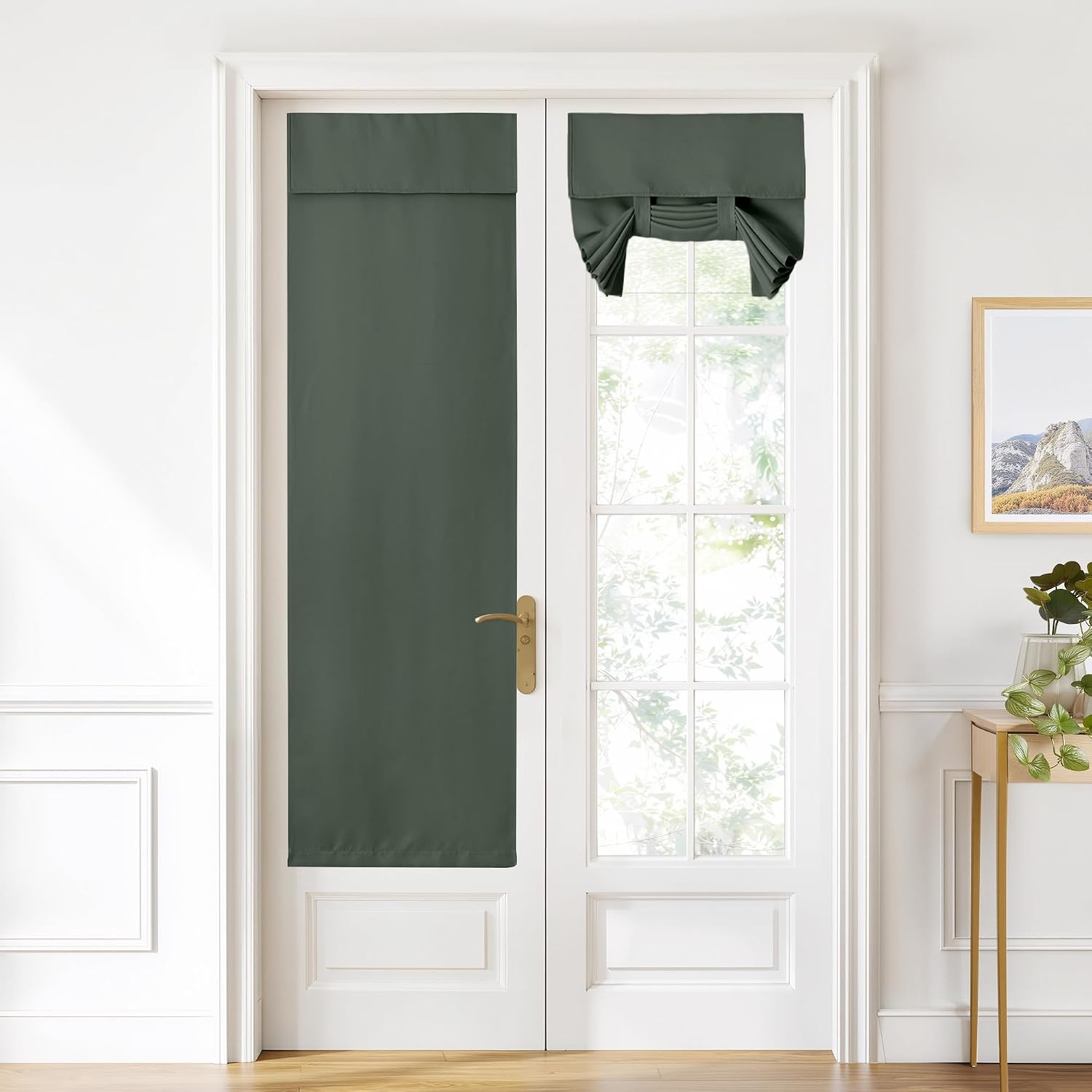 image:imageNICETOWN Grey Blackout French Door Curtain Thermal Insulated Window CoverDark Mallard