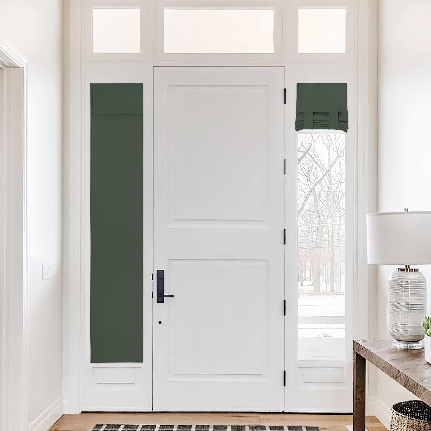 image:imageNICETOWN Grey Blackout French Door Curtain Thermal Insulated Window CoverDark Mallard