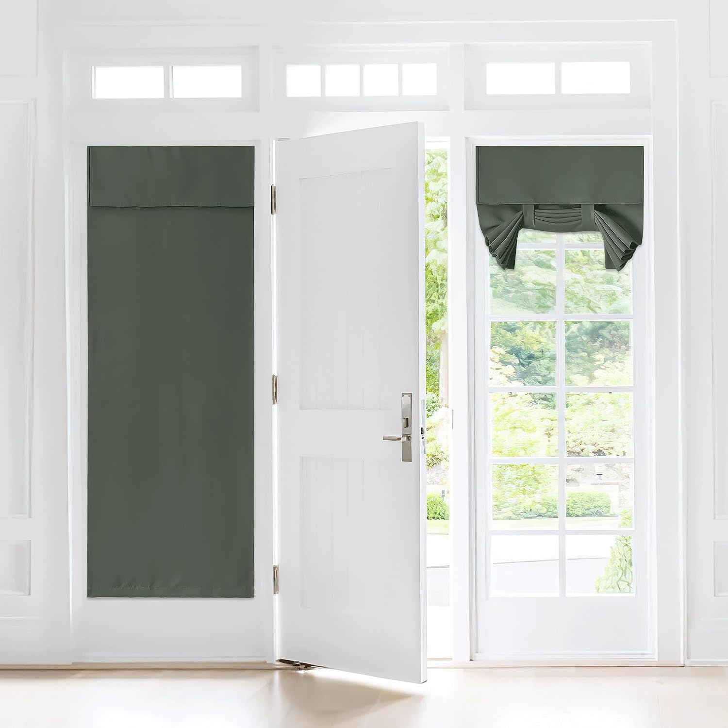 image:imageNICETOWN Grey Blackout French Door Curtain Thermal Insulated Window CoverDark Mallard
