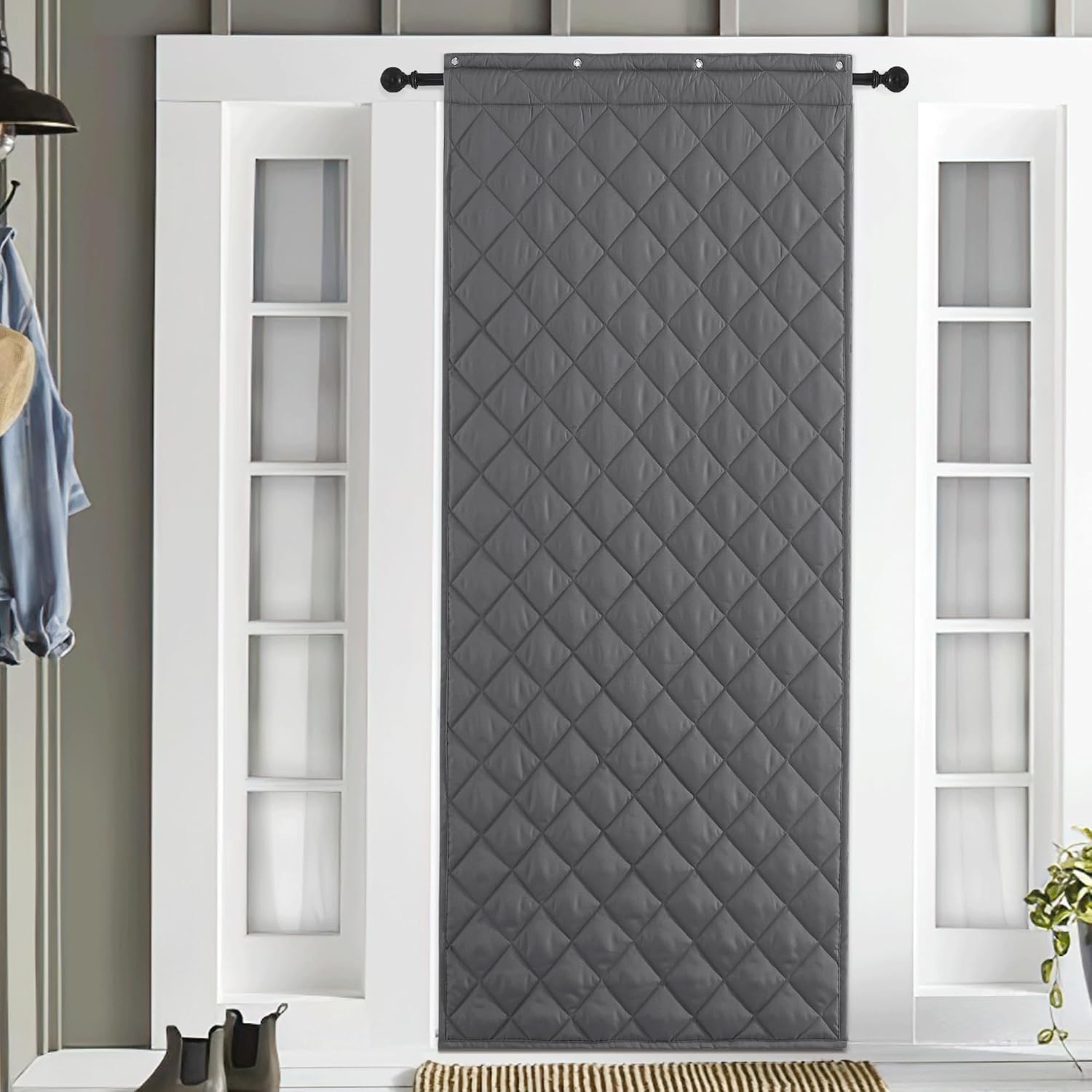 image:imageNICETOWN Grey Blackout French Door Curtain Thermal Insulated Window CoverGray