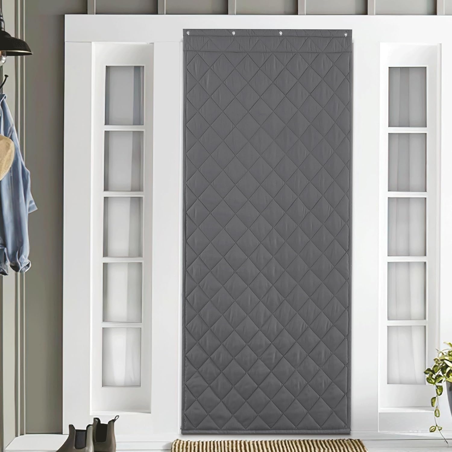 image:imageNICETOWN Grey Blackout French Door Curtain Thermal Insulated Window CoverGray