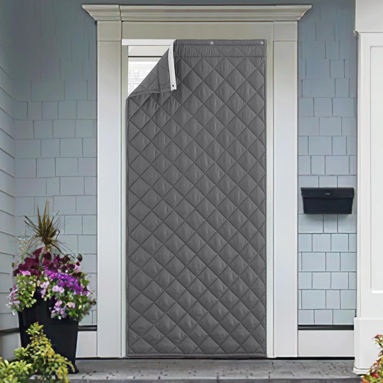 image:imageNICETOWN Grey Blackout French Door Curtain Thermal Insulated Window CoverGray