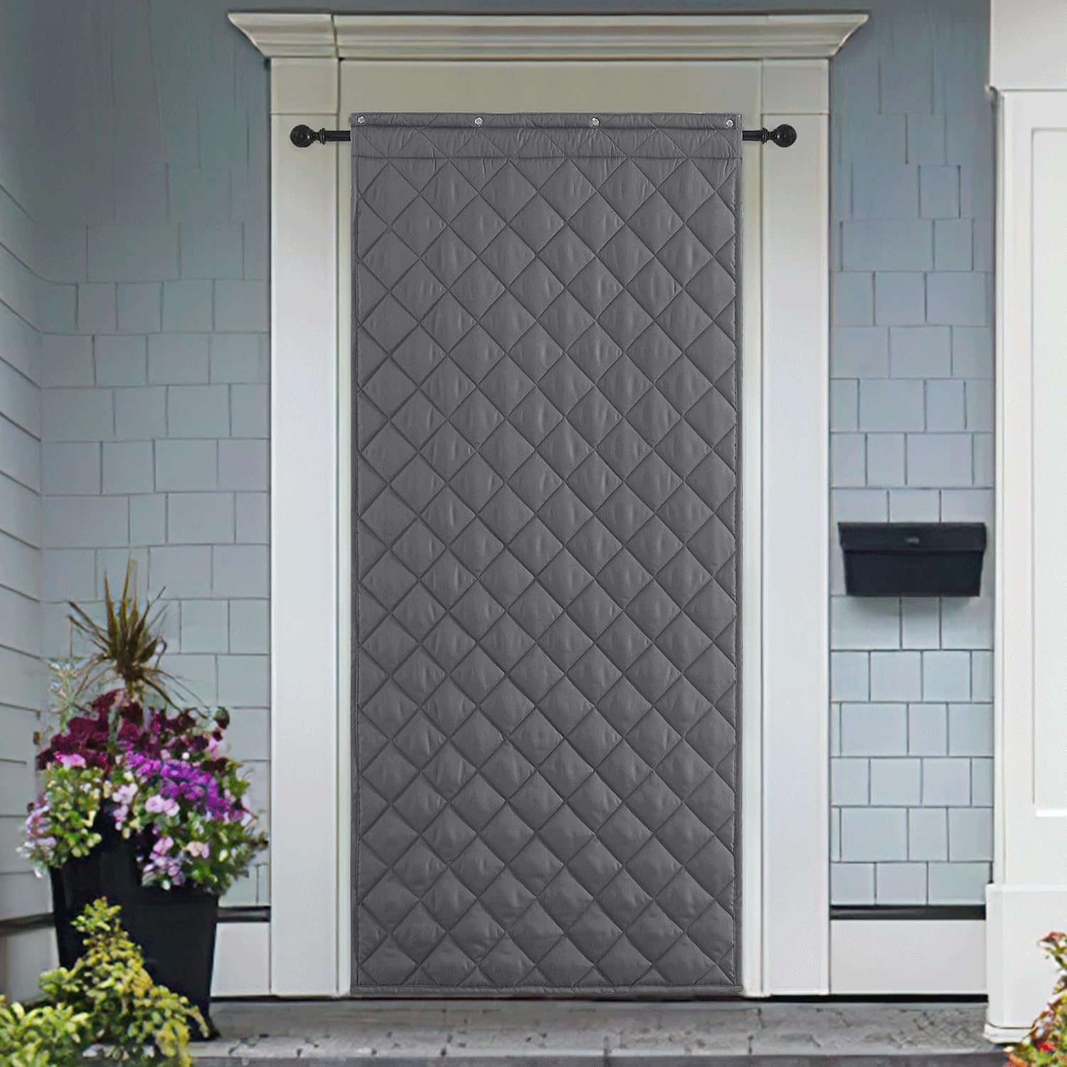 image:imageNICETOWN Grey Blackout French Door Curtain Thermal Insulated Window CoverGray