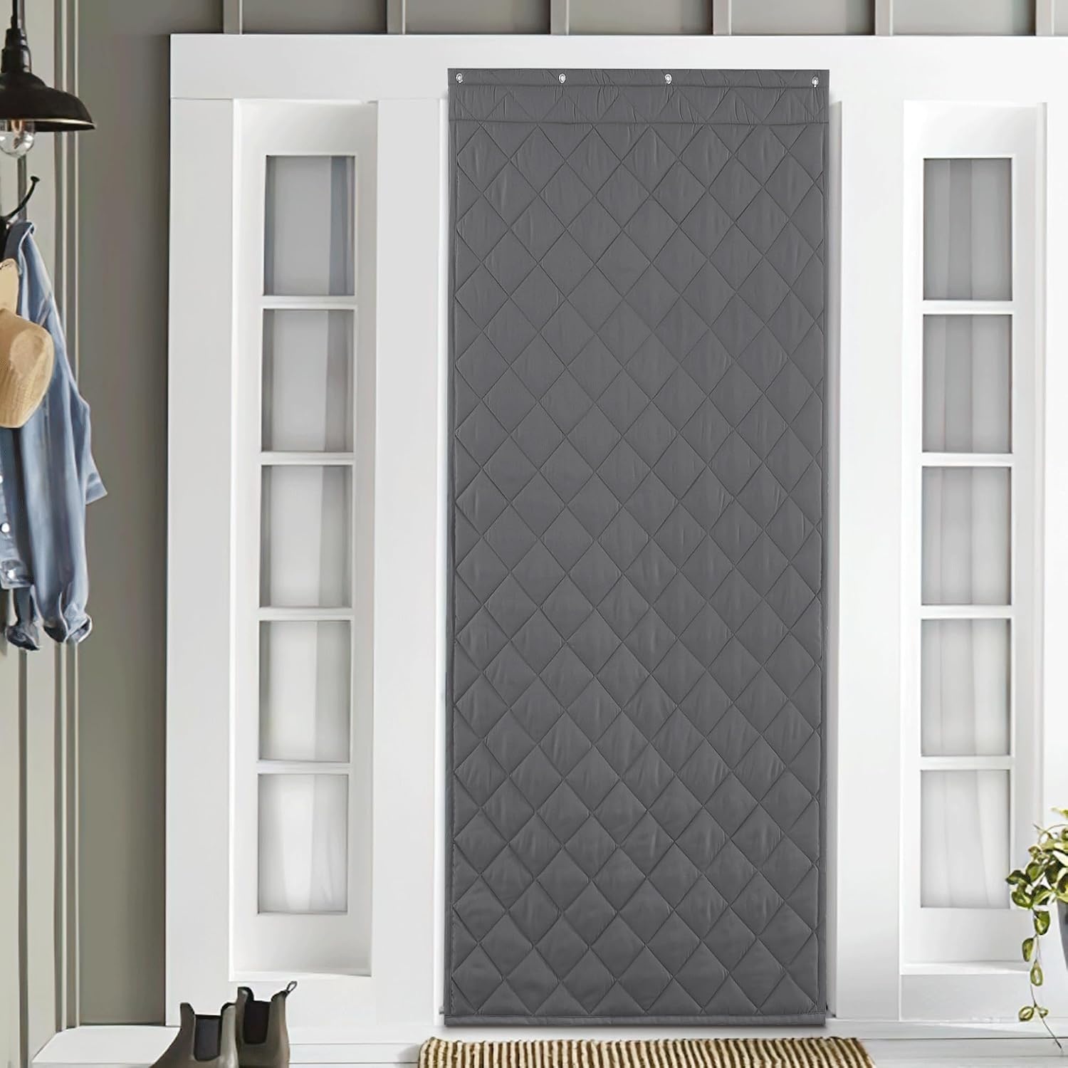 image:imageNICETOWN Grey Blackout French Door Curtain Thermal Insulated Window CoverGray