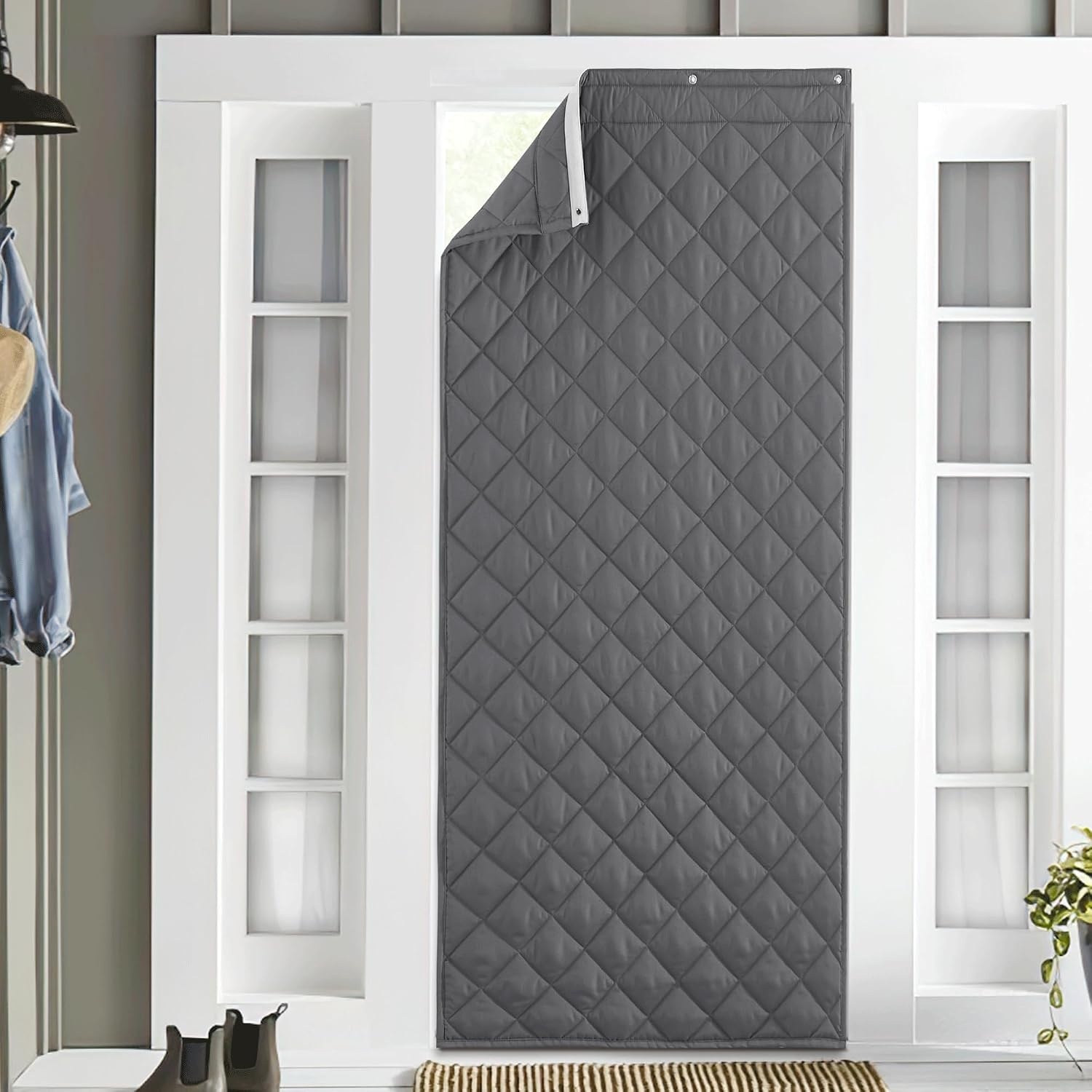 image:imageNICETOWN Grey Blackout French Door Curtain Thermal Insulated Window CoverGray