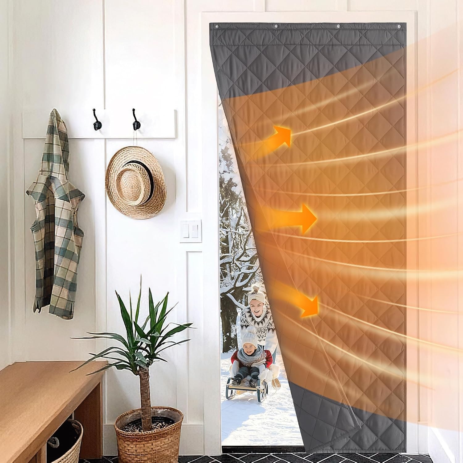 image:imageNICETOWN Grey Blackout French Door Curtain Thermal Insulated Window CoverGrey