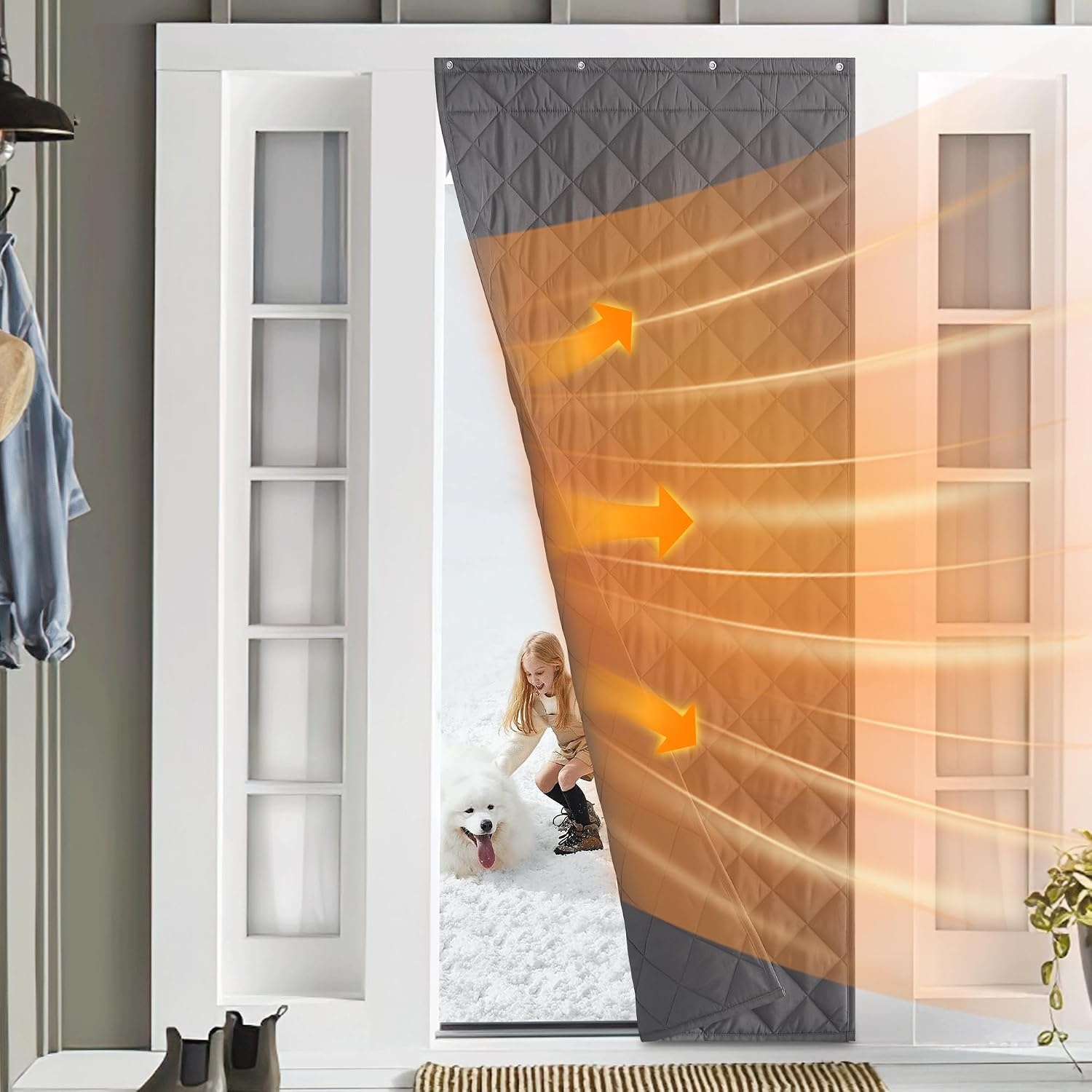 image:imageNICETOWN Grey Blackout French Door Curtain Thermal Insulated Window CoverGrey
