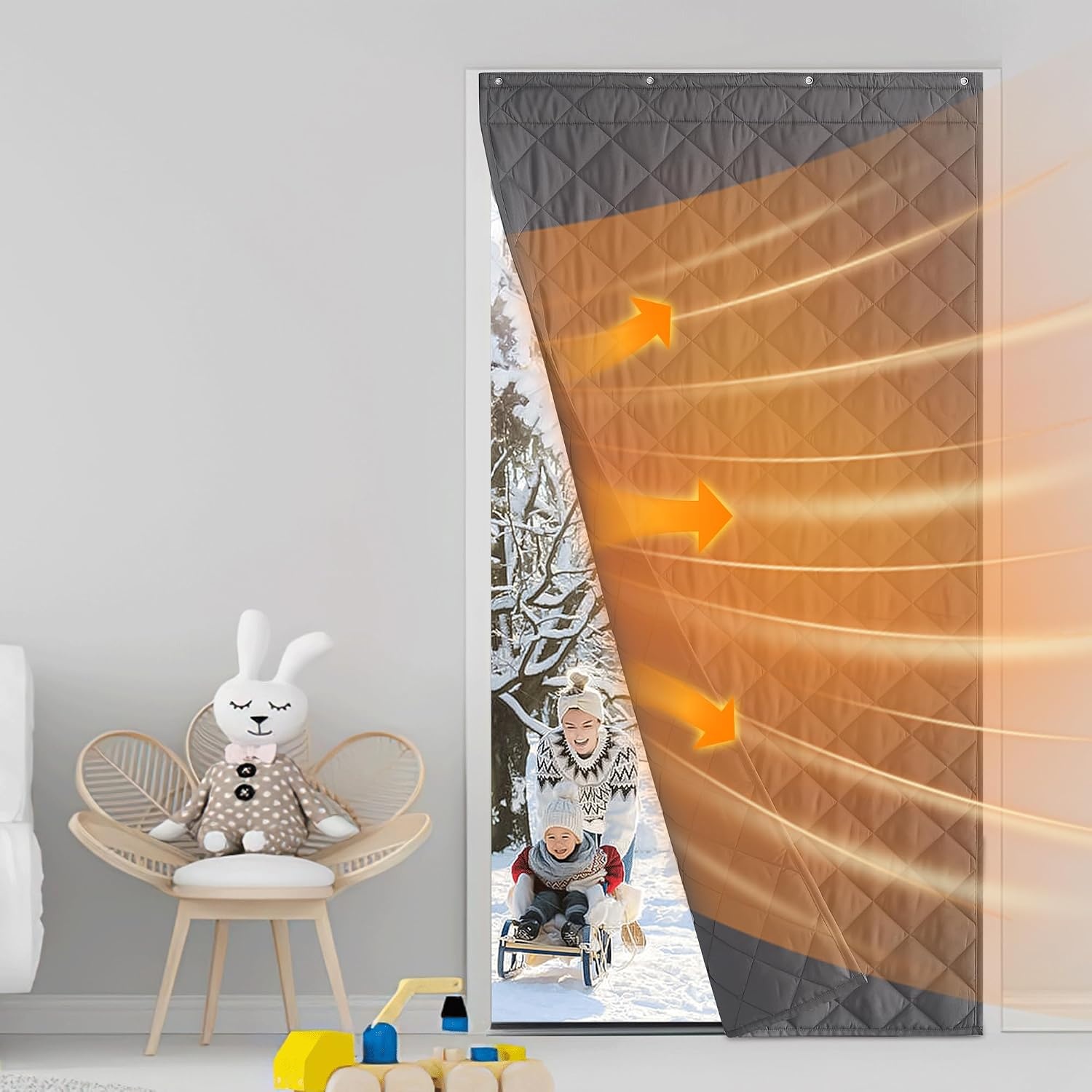 image:imageNICETOWN Grey Blackout French Door Curtain Thermal Insulated Window CoverGrey