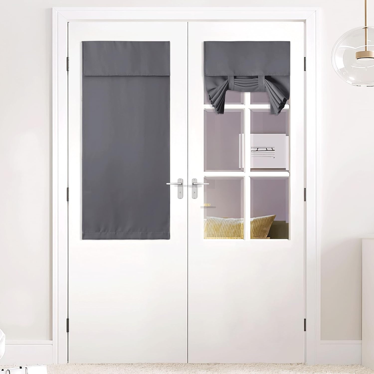 image:imageNICETOWN Grey Blackout French Door Curtain Thermal Insulated Window CoverGrey