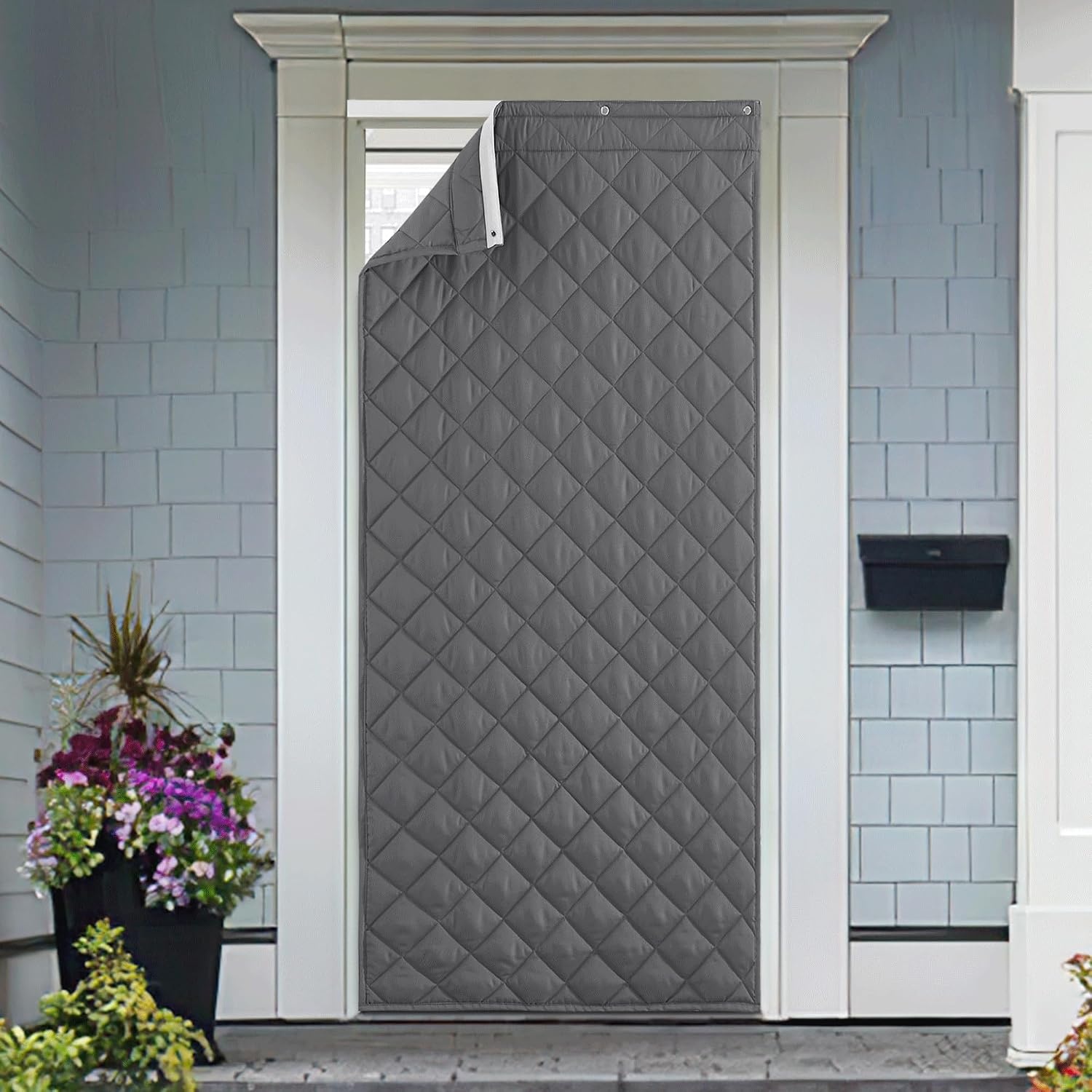 image:imageNICETOWN Grey Blackout French Door Curtain Thermal Insulated Window CoverGrey