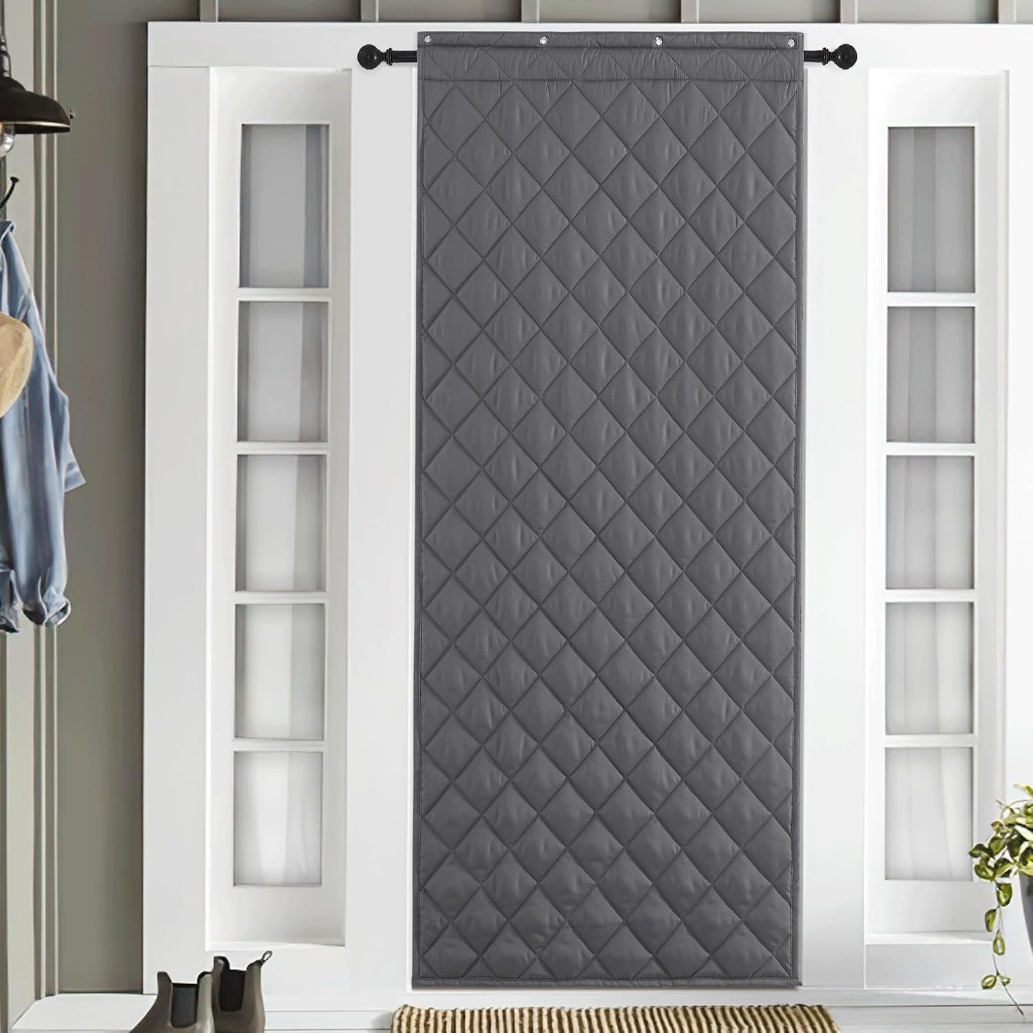 image:imageNICETOWN Grey Blackout French Door Curtain Thermal Insulated Window CoverGrey