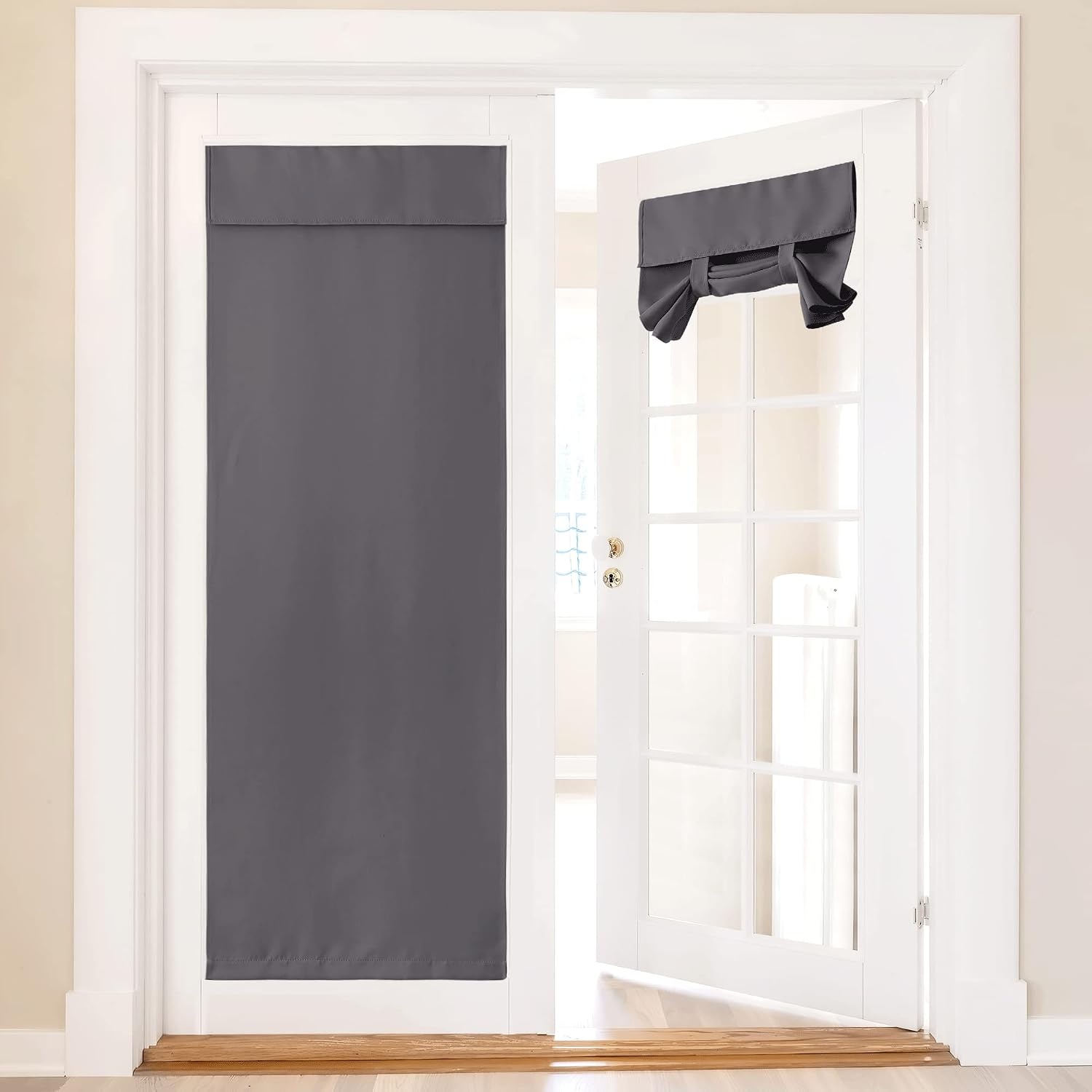 image:imageNICETOWN Grey Blackout French Door Curtain Thermal Insulated Window CoverGrey