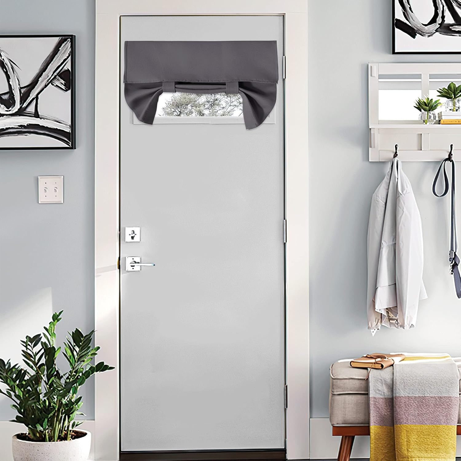image:imageNICETOWN Grey Blackout French Door Curtain Thermal Insulated Window CoverGrey