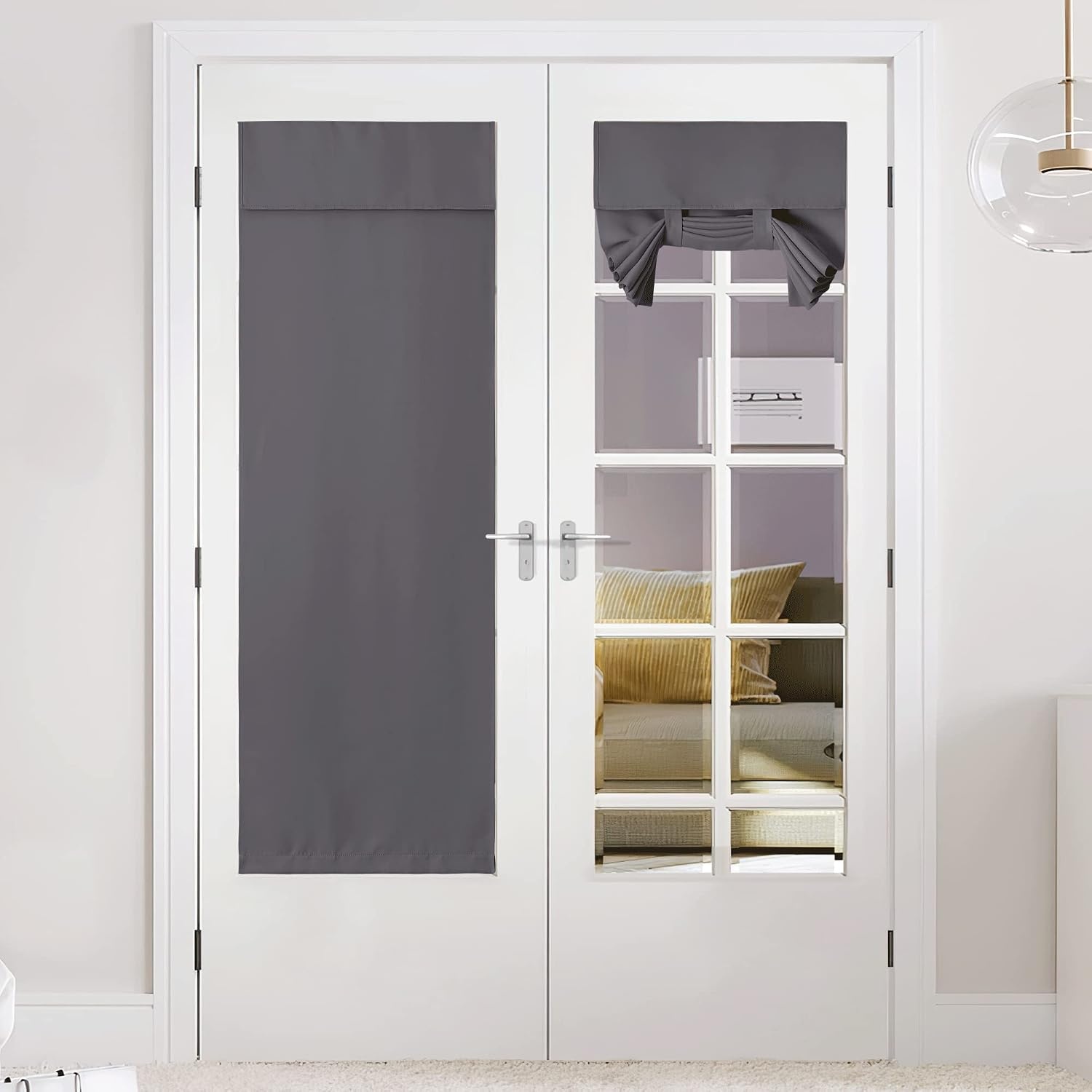 image:imageNICETOWN Grey Blackout French Door Curtain Thermal Insulated Window CoverGrey