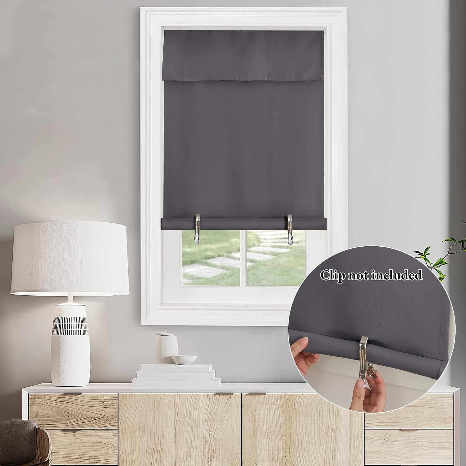 image:imageNICETOWN Grey Blackout French Door Curtain Thermal Insulated Window CoverGrey