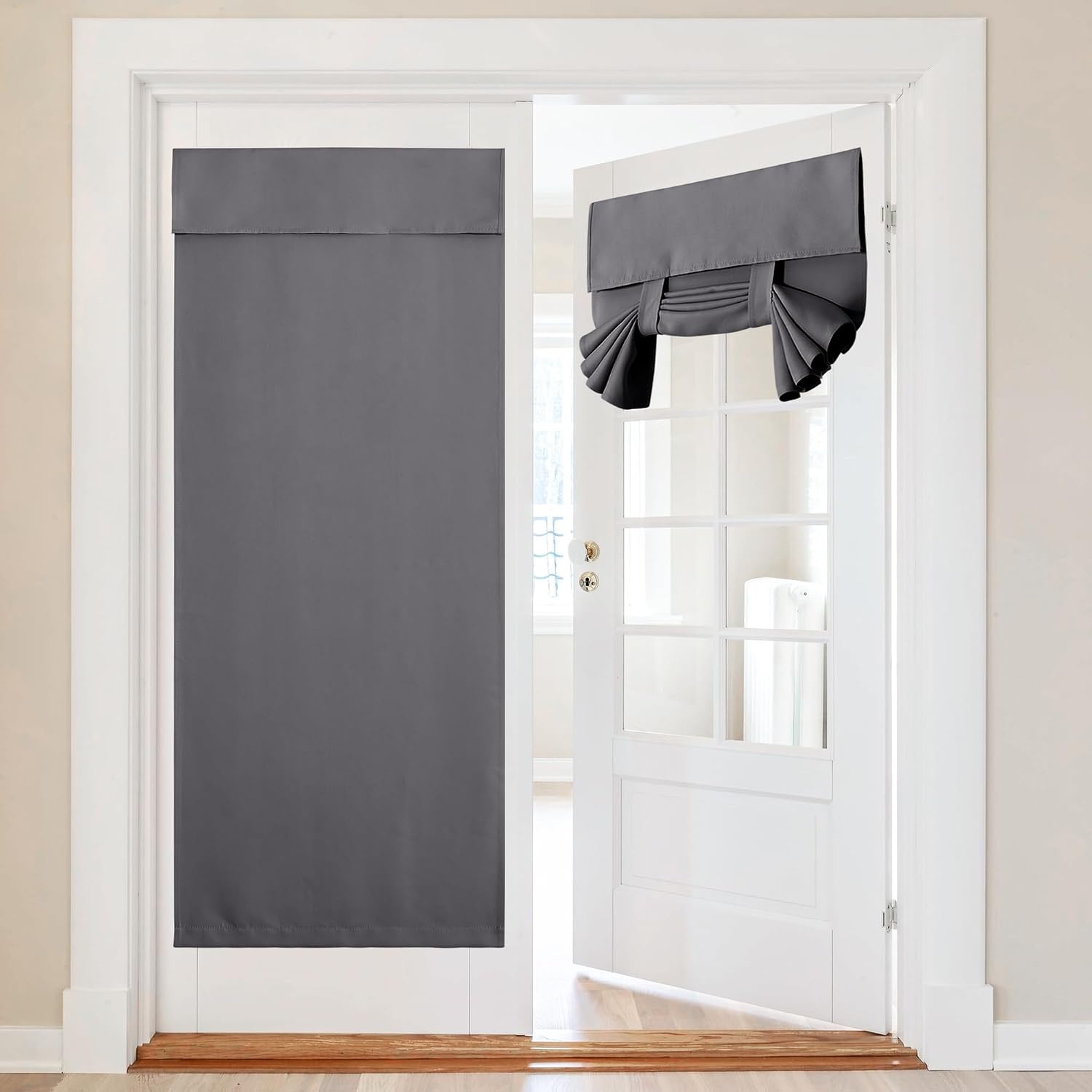 image:imageNICETOWN Grey Blackout French Door Curtain Thermal Insulated Window CoverGrey