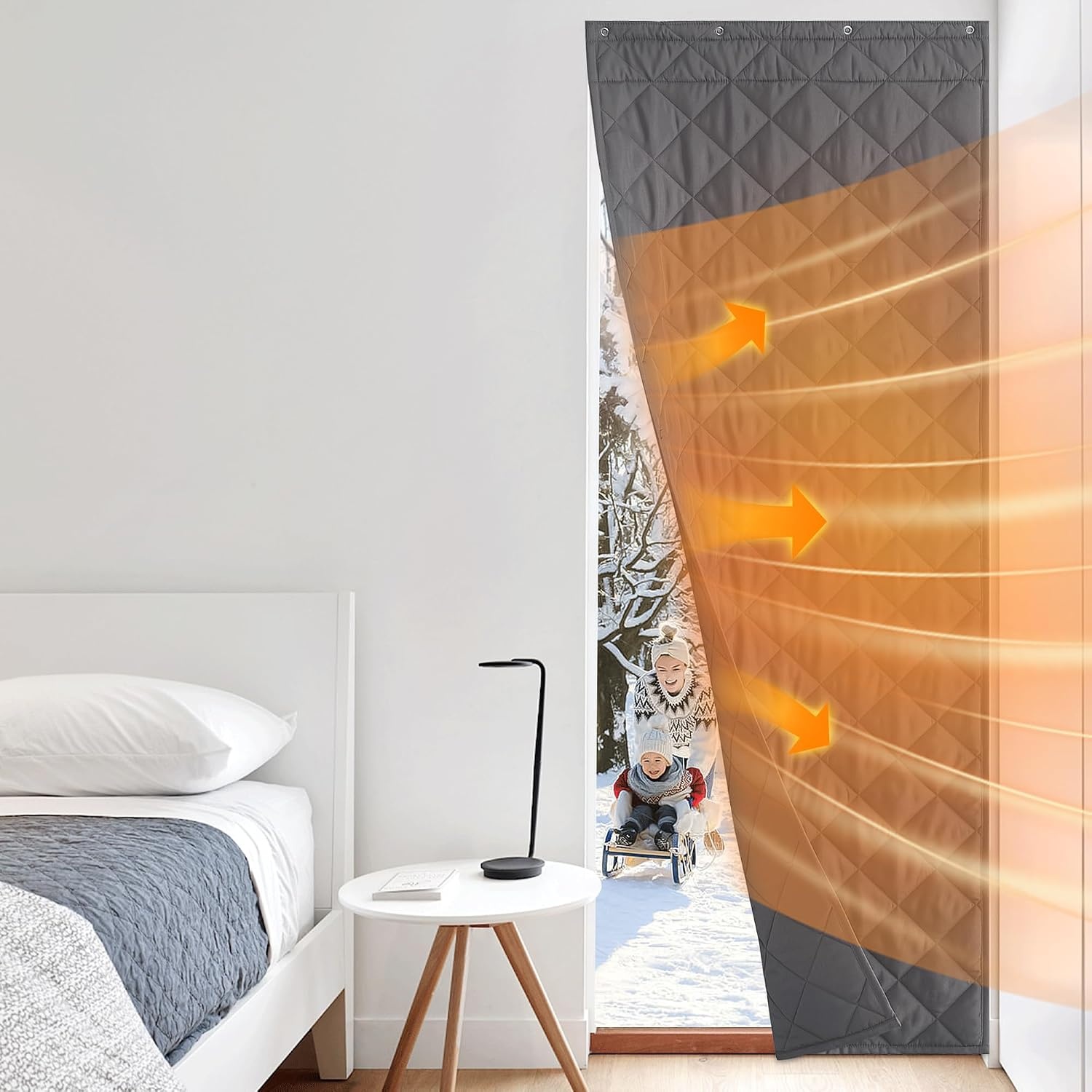 image:imageNICETOWN Grey Blackout French Door Curtain Thermal Insulated Window CoverGrey