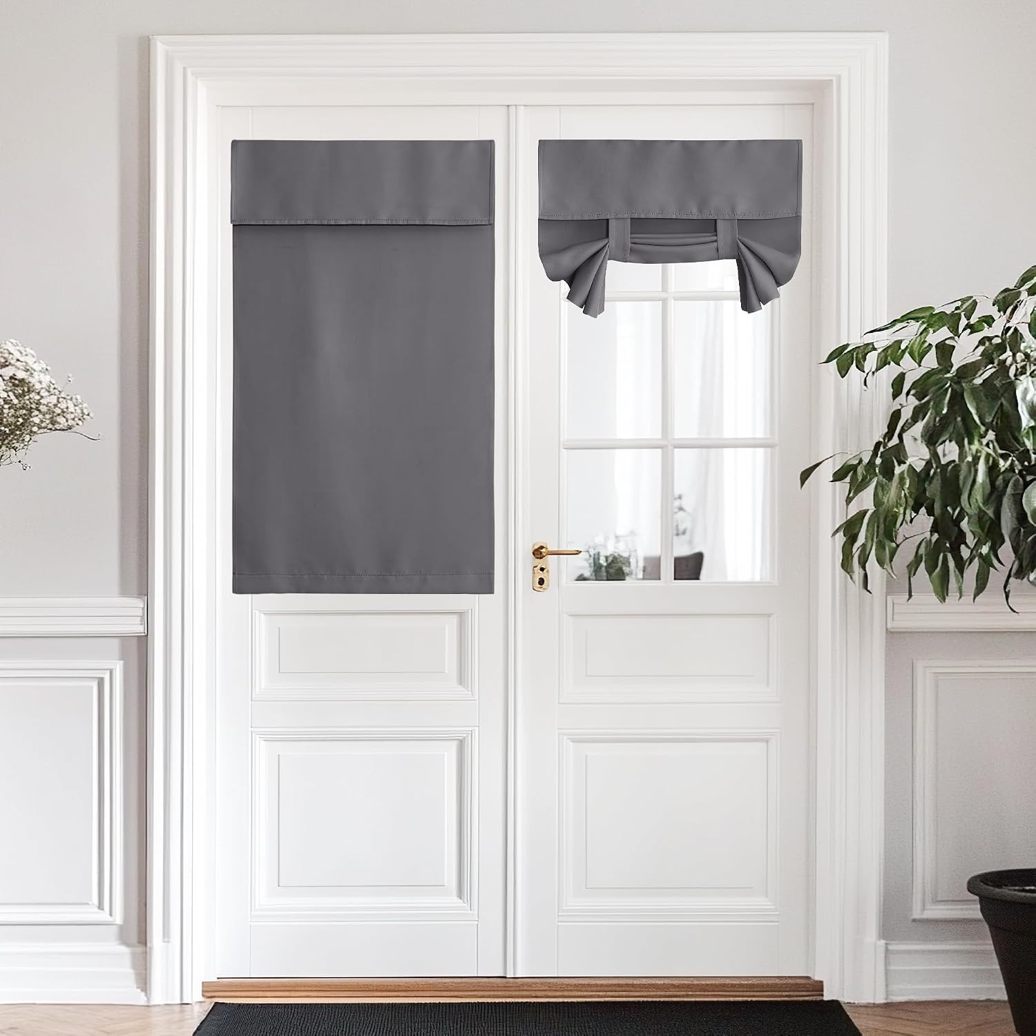 image:imageNICETOWN Grey Blackout French Door Curtain Thermal Insulated Window CoverGrey