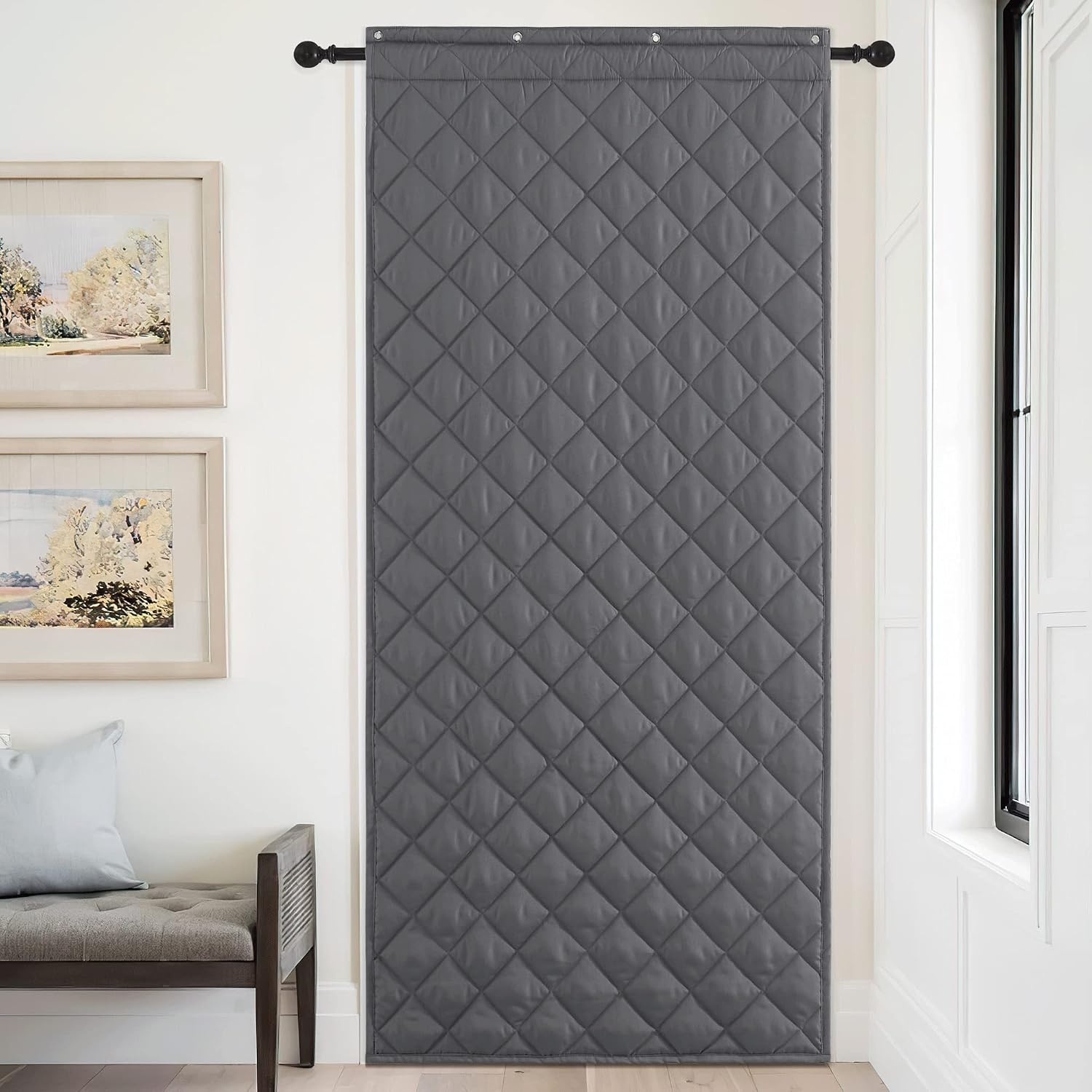 image:imageNICETOWN Grey Blackout French Door Curtain Thermal Insulated Window CoverGrey