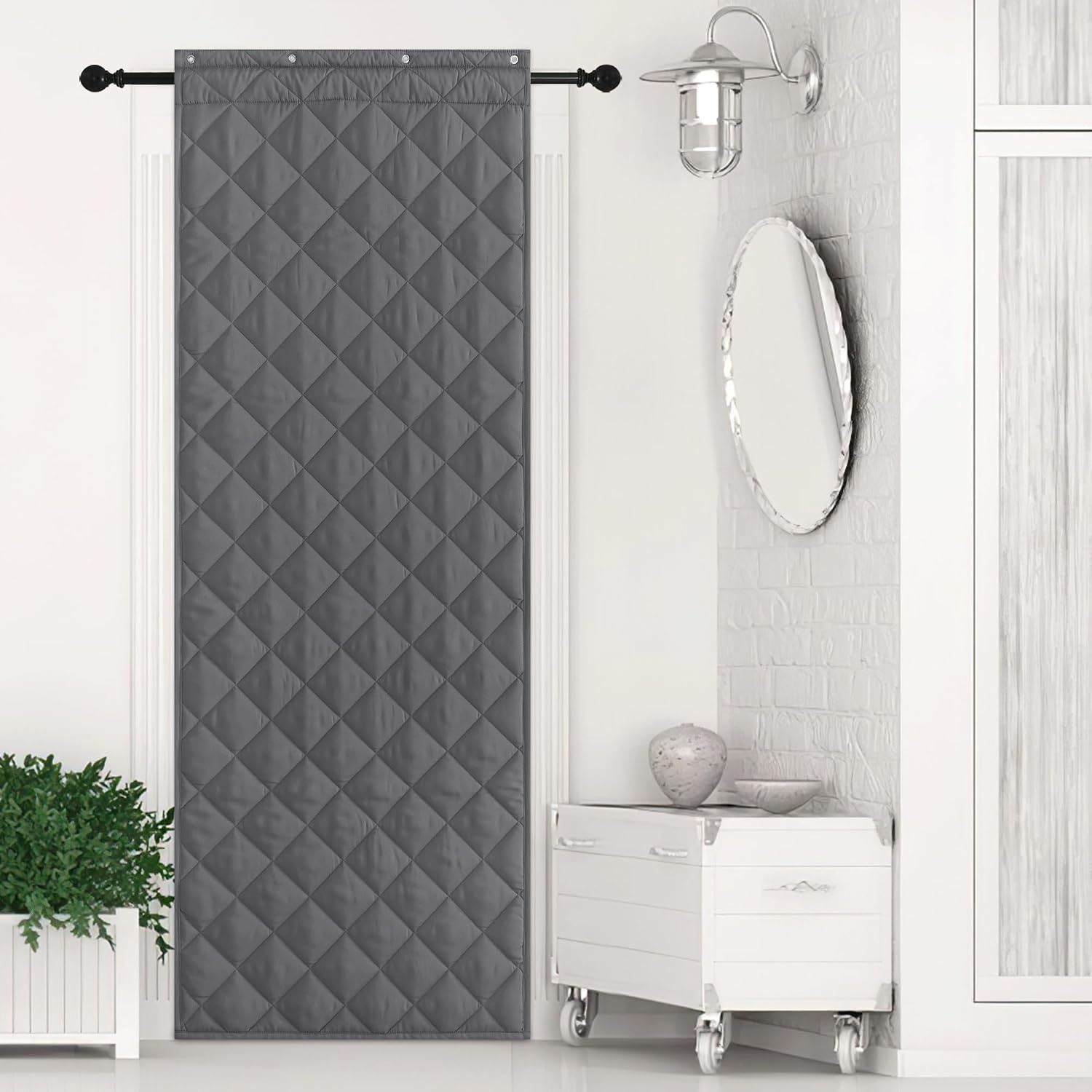 image:imageNICETOWN Grey Blackout French Door Curtain Thermal Insulated Window CoverGrey