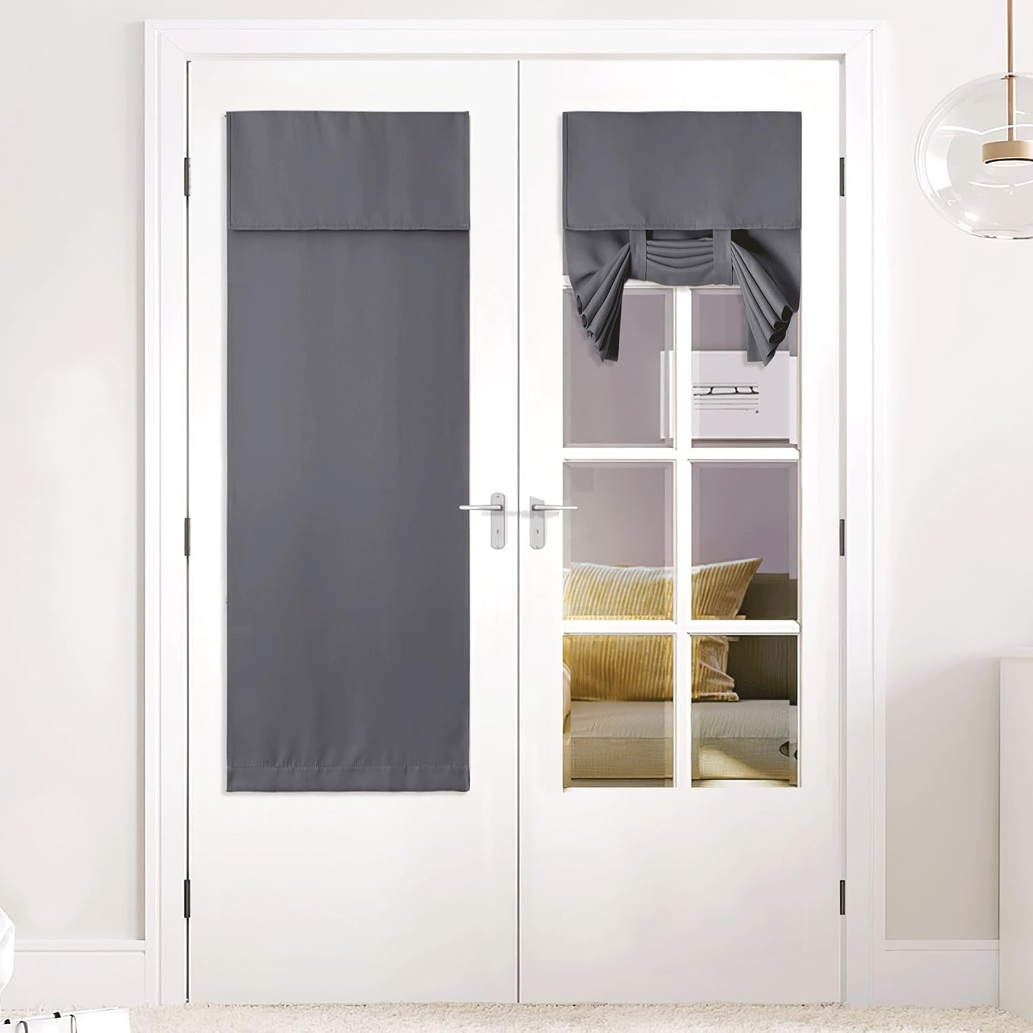 image:imageNICETOWN Grey Blackout French Door Curtain Thermal Insulated Window CoverGrey