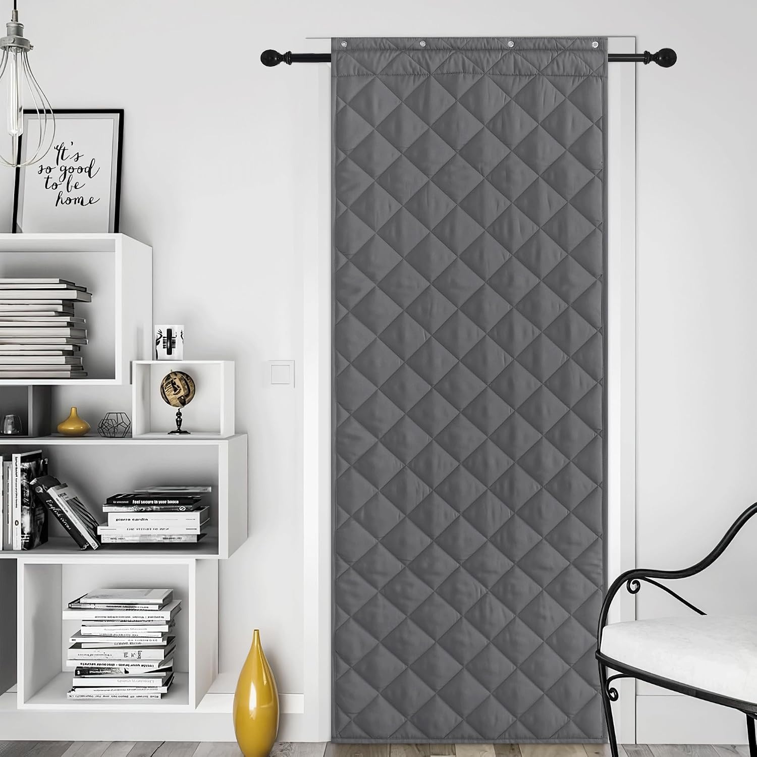 image:imageNICETOWN Grey Blackout French Door Curtain Thermal Insulated Window CoverGrey