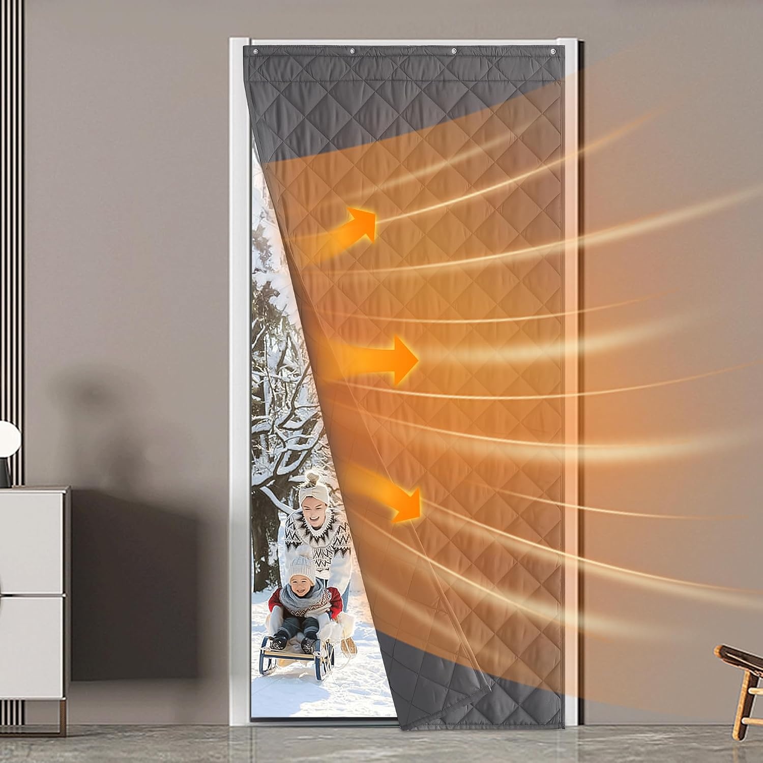 image:imageNICETOWN Grey Blackout French Door Curtain Thermal Insulated Window CoverGrey