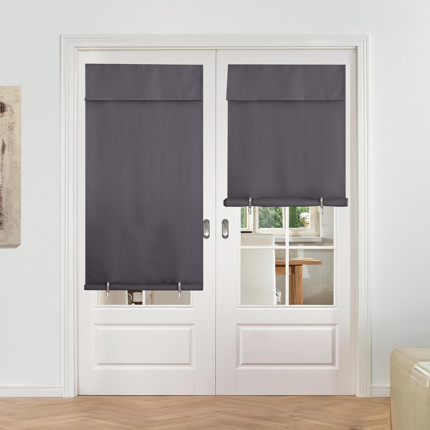image:imageNICETOWN Grey Blackout French Door Curtain Thermal Insulated Window CoverGrey