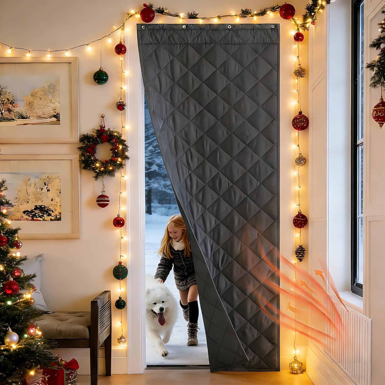 image:imageNICETOWN Grey Blackout French Door Curtain Thermal Insulated Window CoverGrey