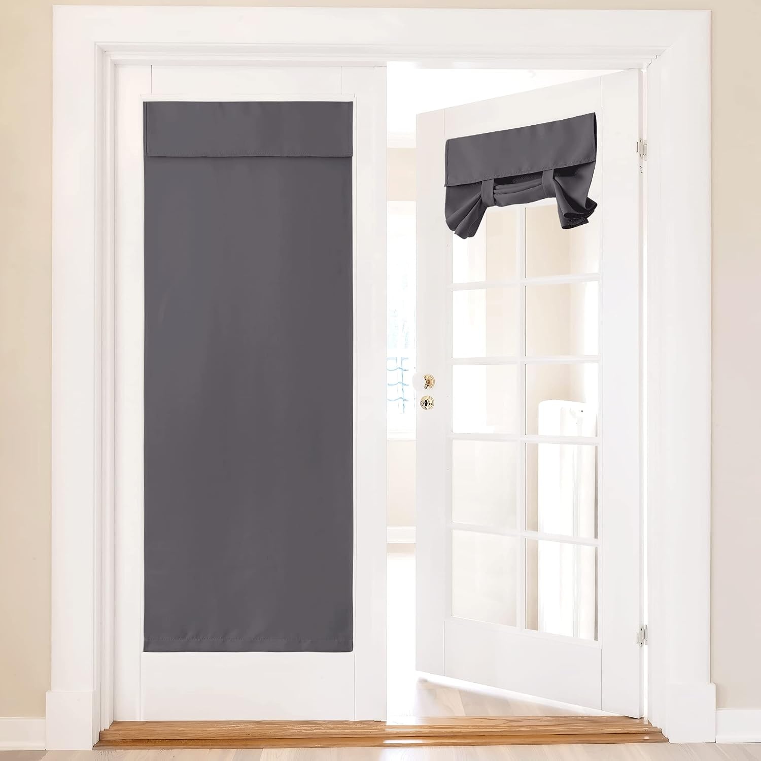 image:imageNICETOWN Grey Blackout French Door Curtain Thermal Insulated Window CoverGrey