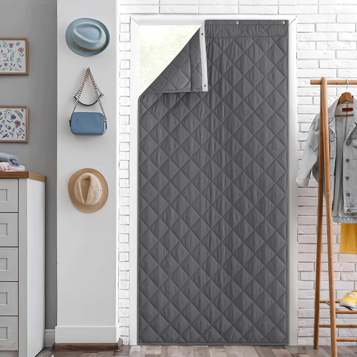 image:imageNICETOWN Grey Blackout French Door Curtain Thermal Insulated Window CoverGrey