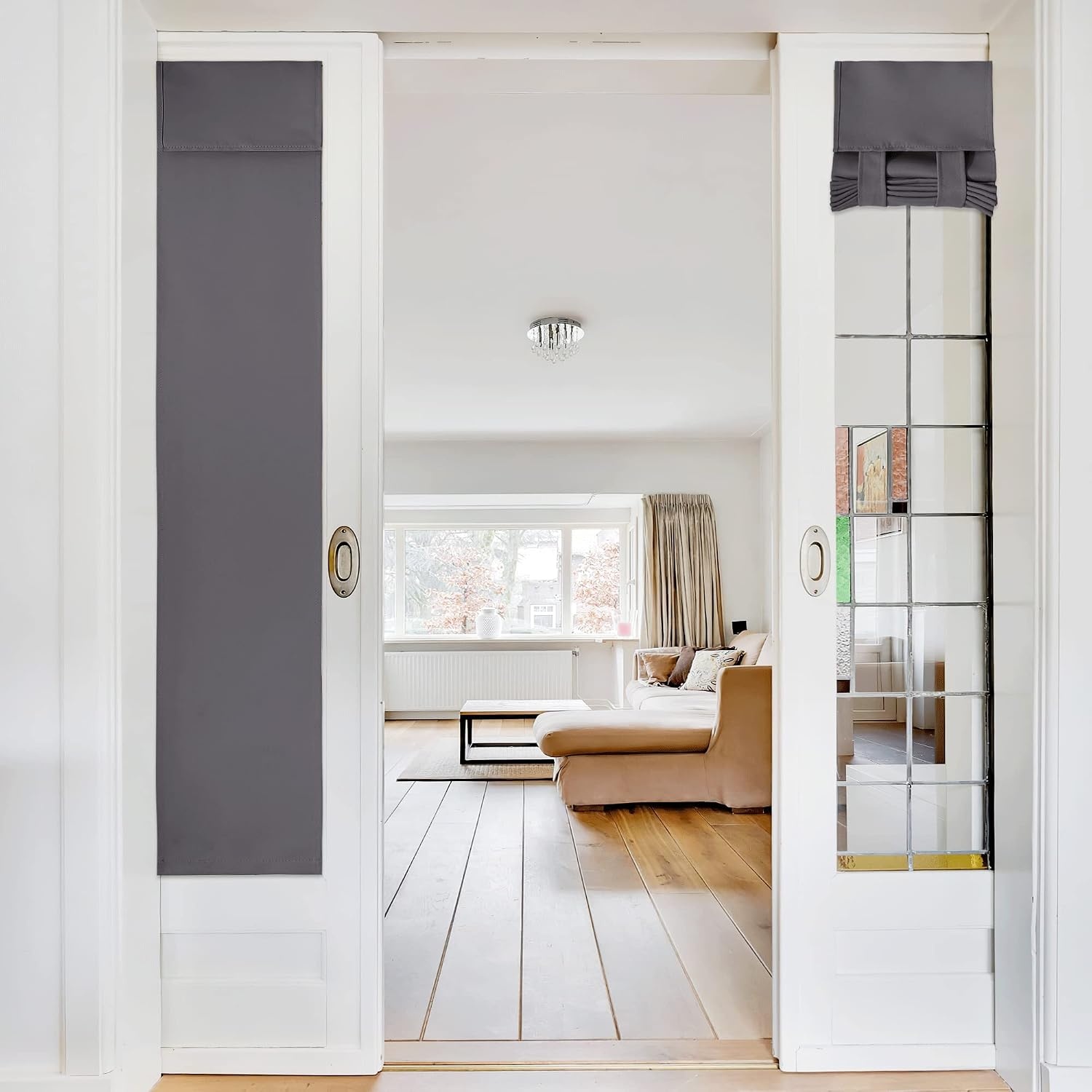 image:imageNICETOWN Grey Blackout French Door Curtain Thermal Insulated Window CoverGrey