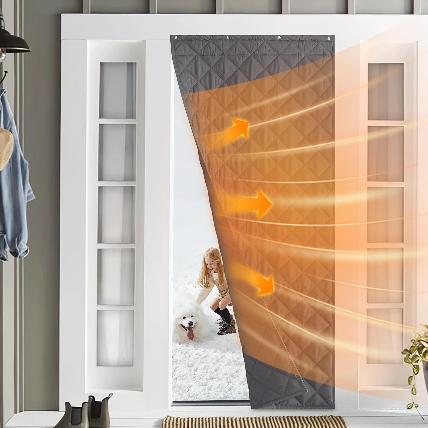 image:imageNICETOWN Grey Blackout French Door Curtain Thermal Insulated Window CoverGrey