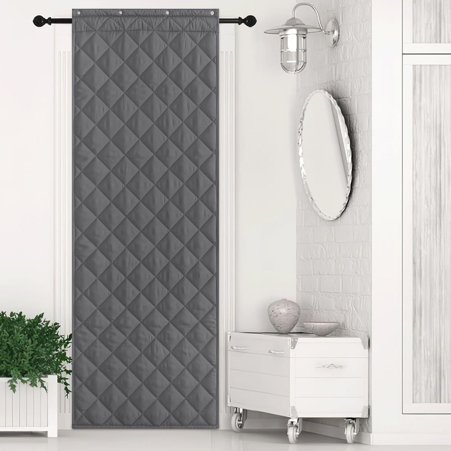 image:imageNICETOWN Grey Blackout French Door Curtain Thermal Insulated Window CoverGrey
